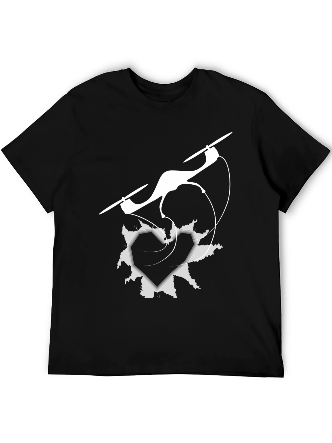 Drone Heart Graphic Tee - Black Crew Neck