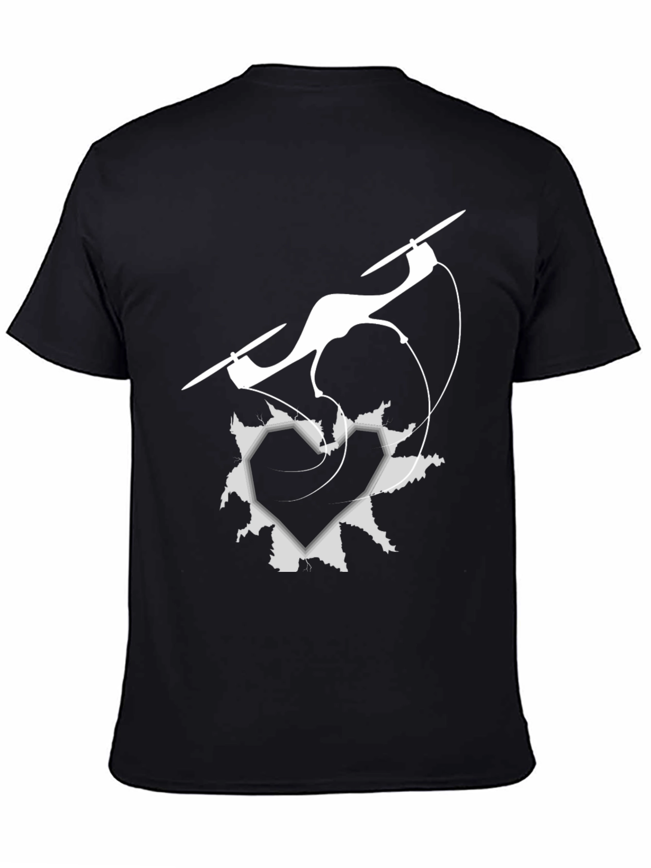 Drone Heart Graphic Tee - Black Crew Neck