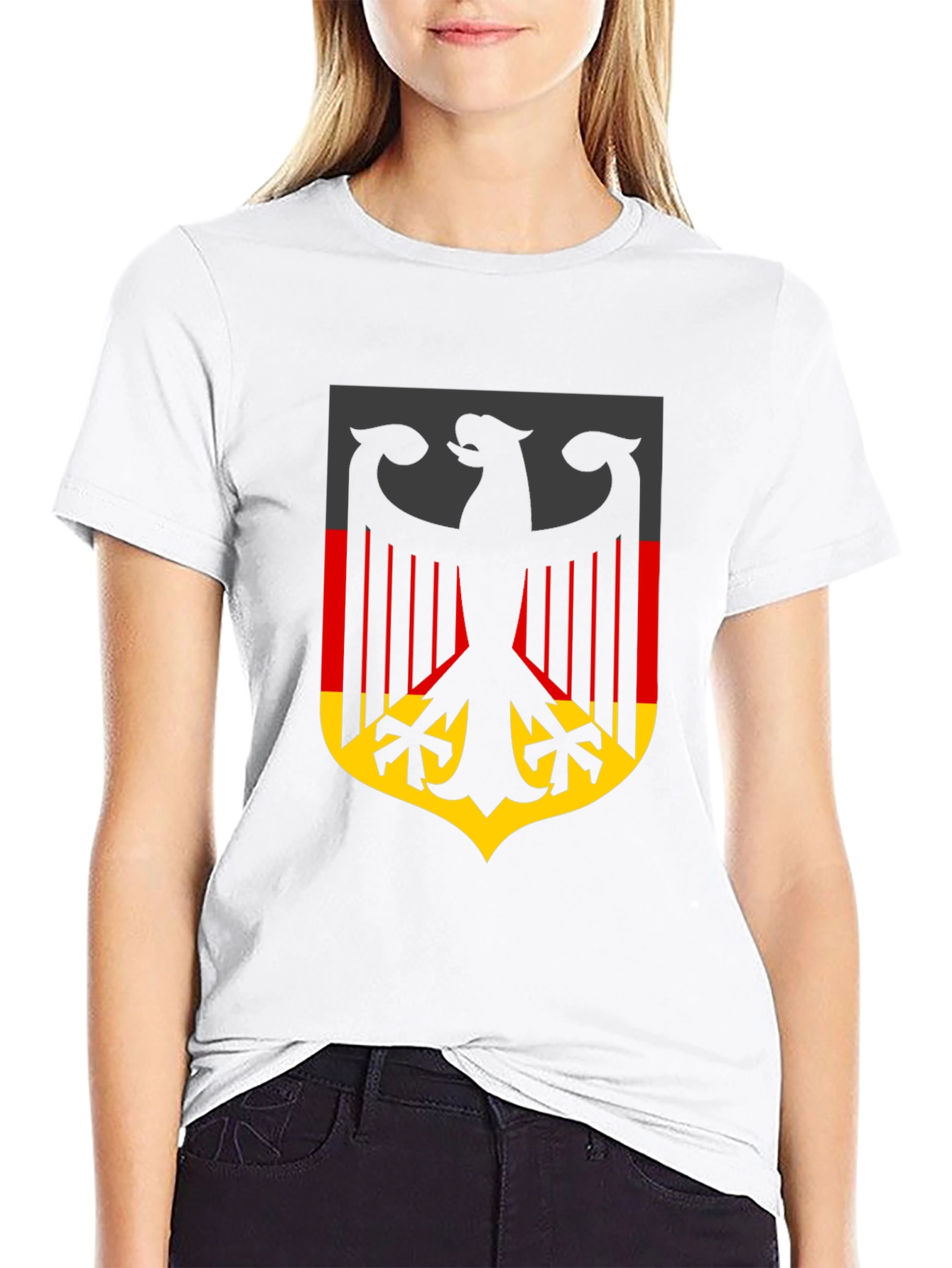 German Flag Eagle Crest Black T-Shirt