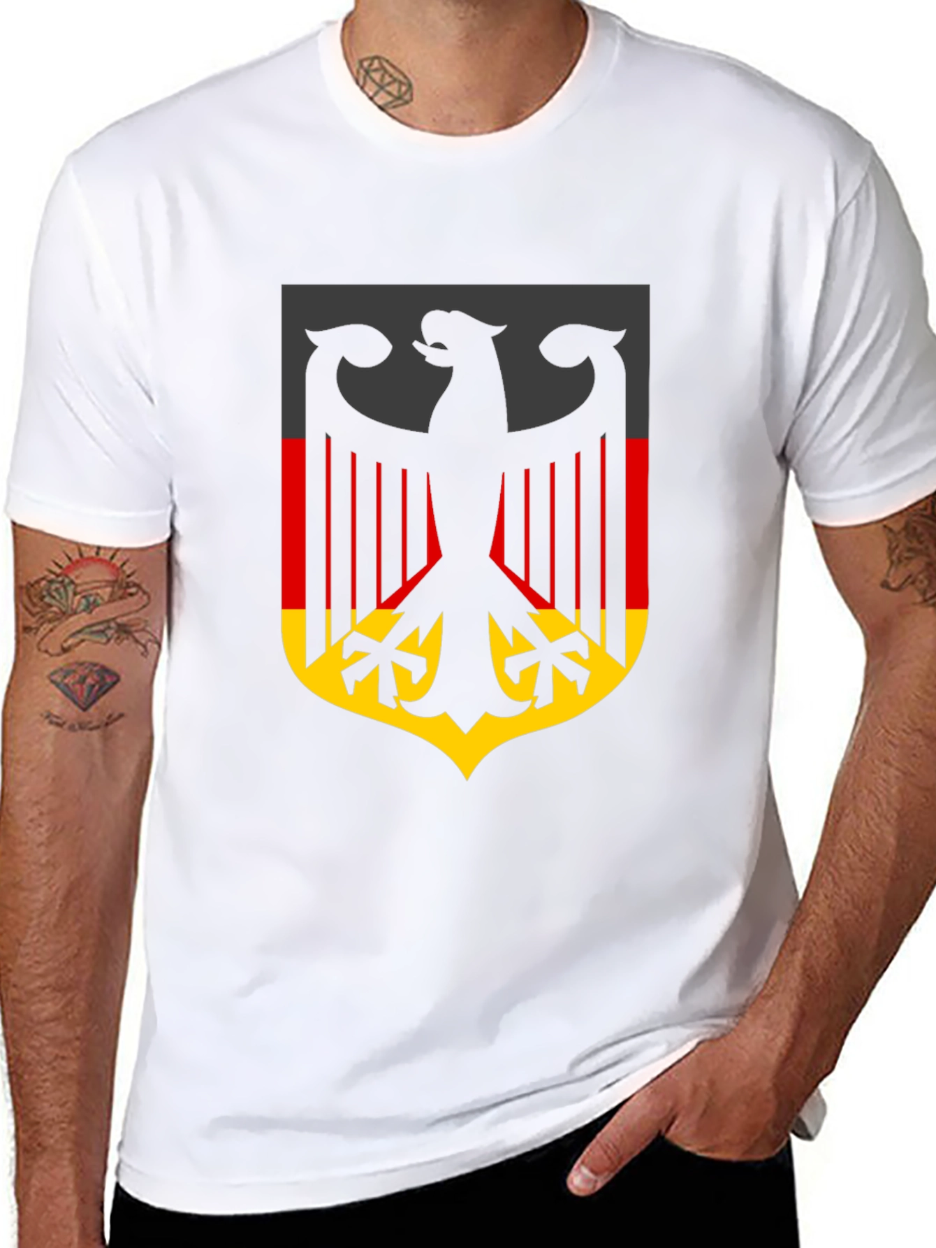 German Flag Eagle Crest Black T-Shirt