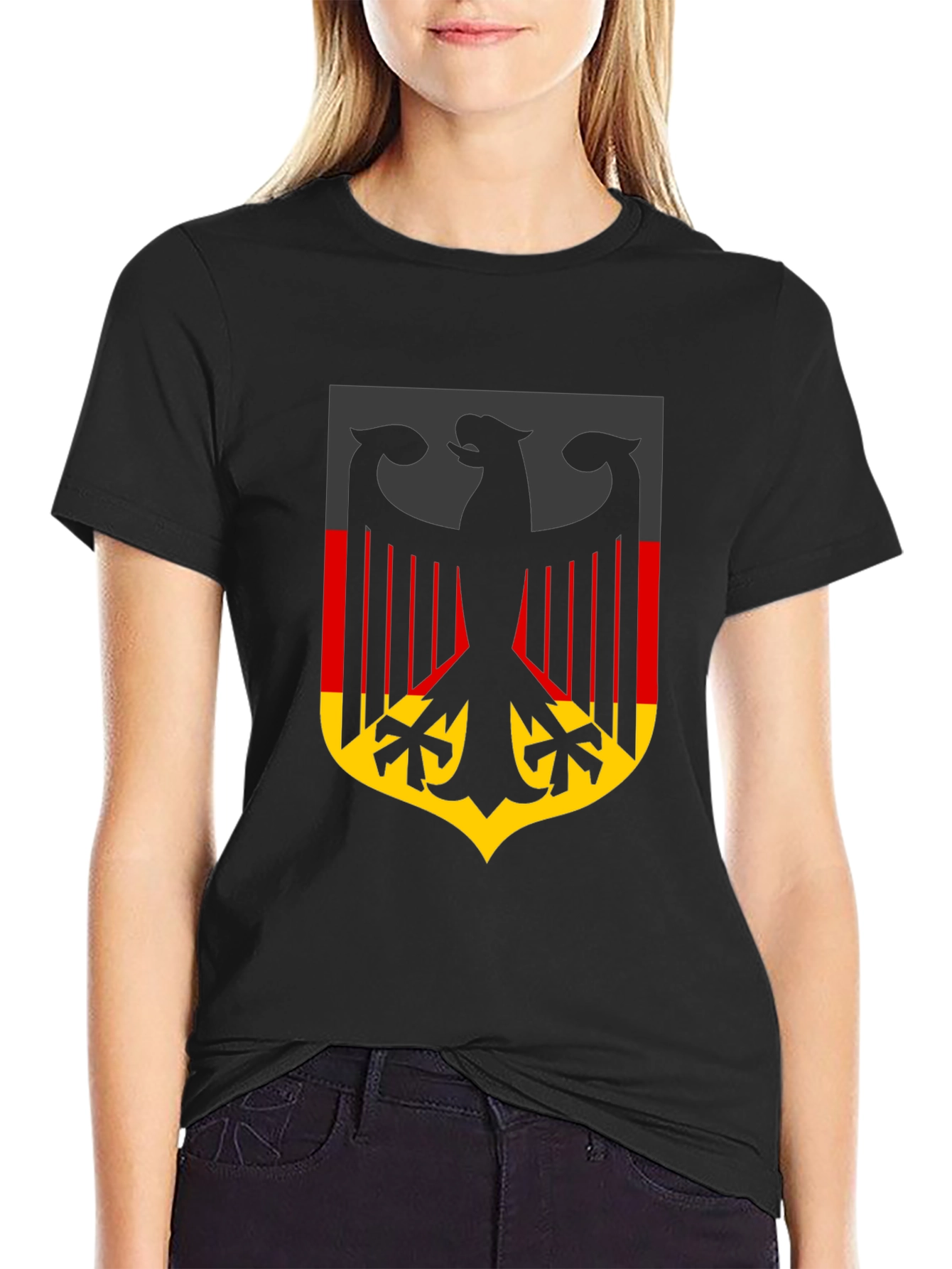 German Flag Eagle Crest Black T-Shirt