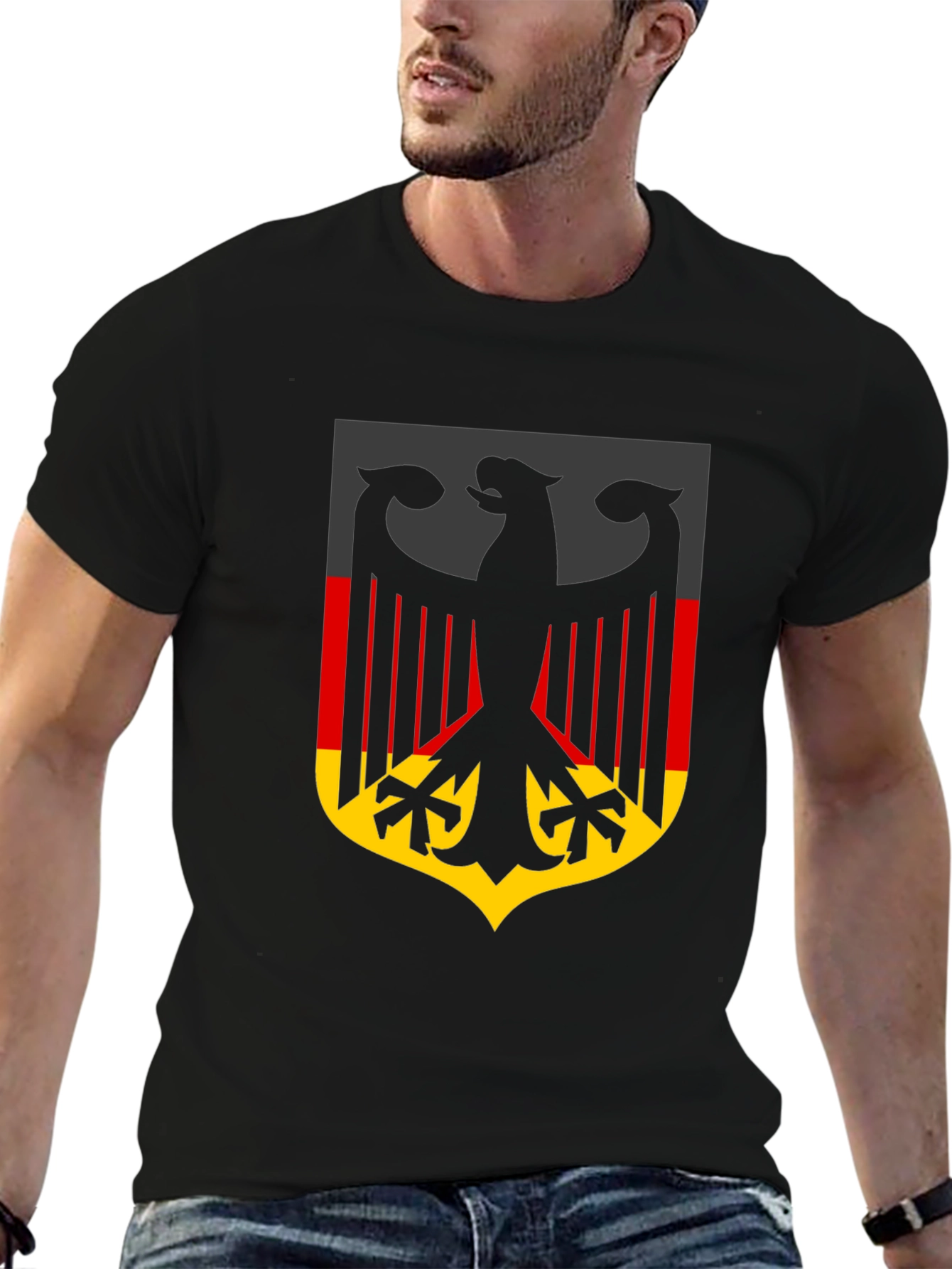 German Flag Eagle Crest Black T-Shirt