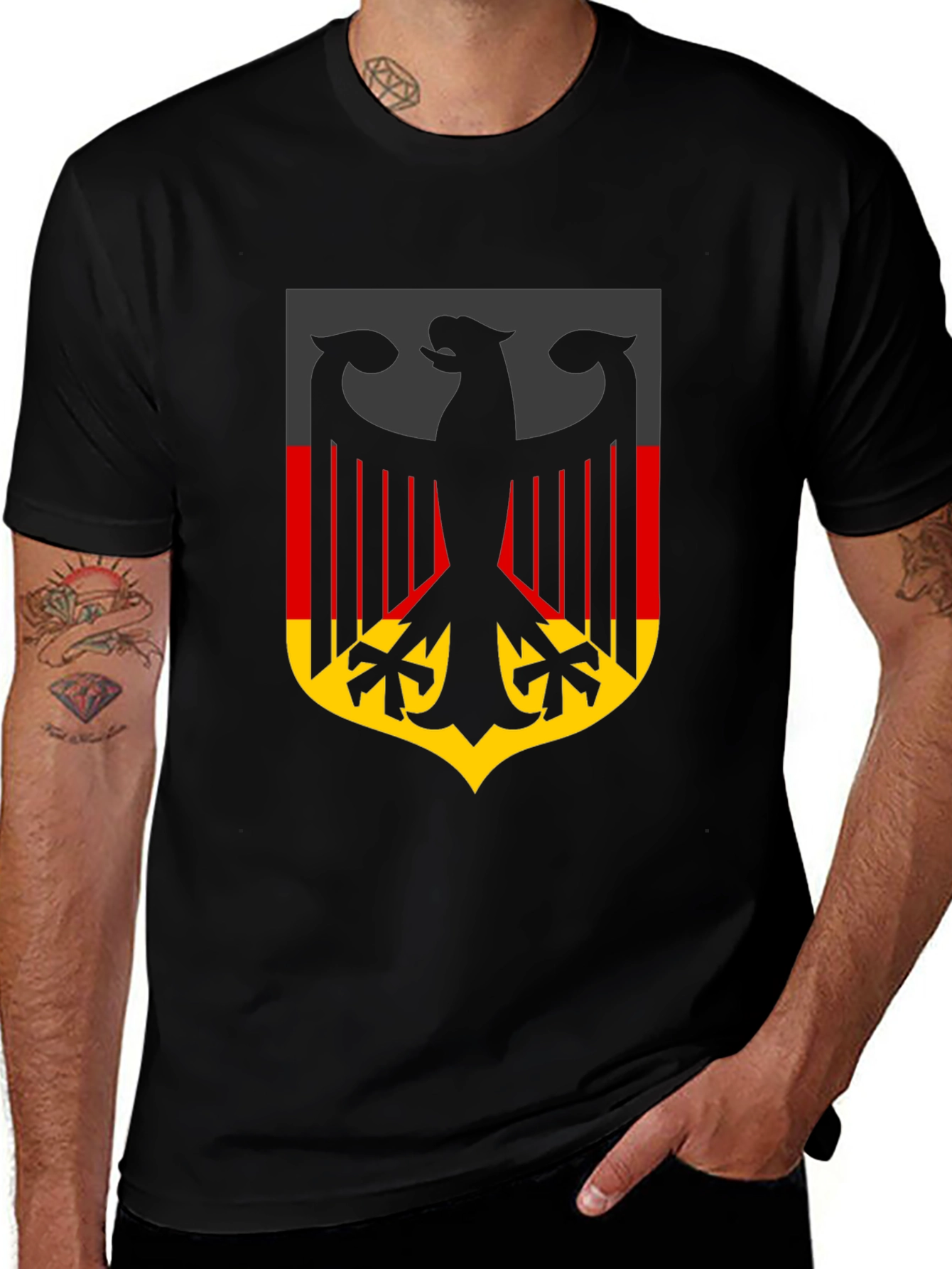 German Flag Eagle Crest Black T-Shirt