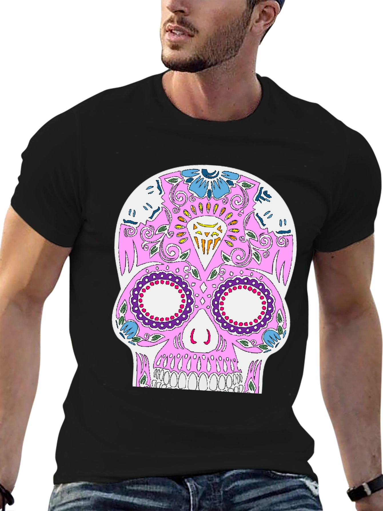Sugar Skull Graphic Tee - Black