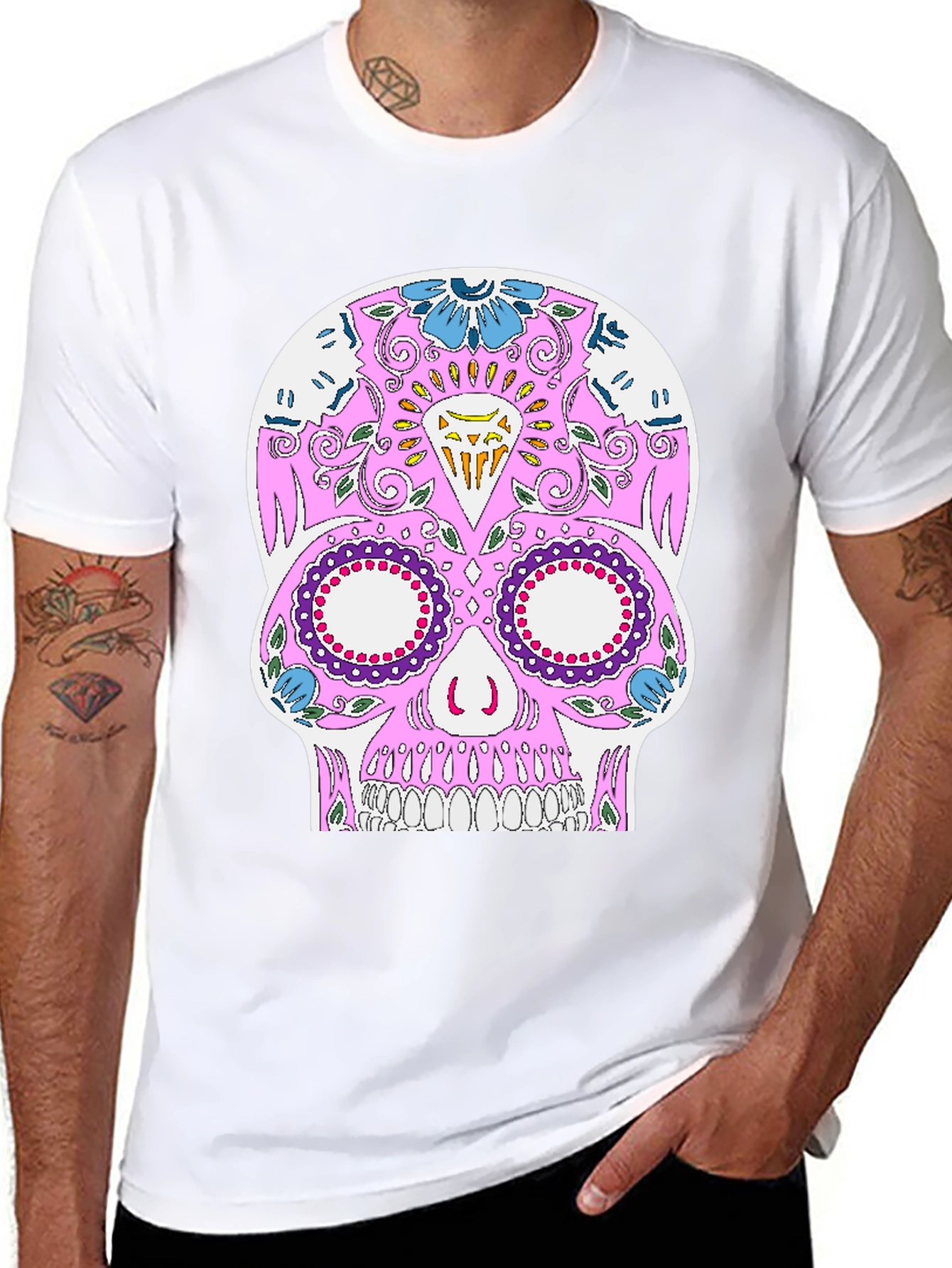 Sugar Skull Graphic Tee - Black