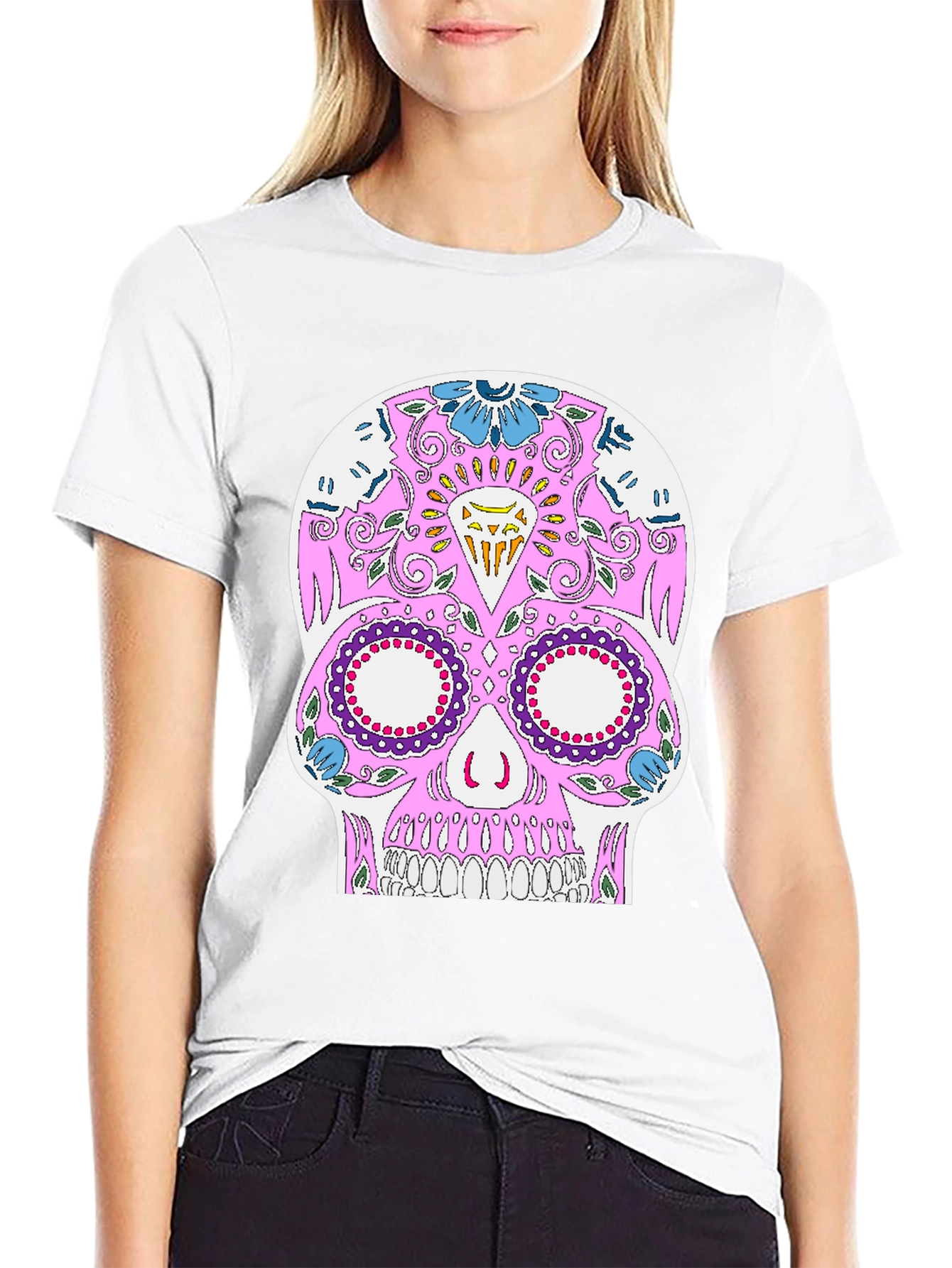 Sugar Skull Graphic Tee - Black