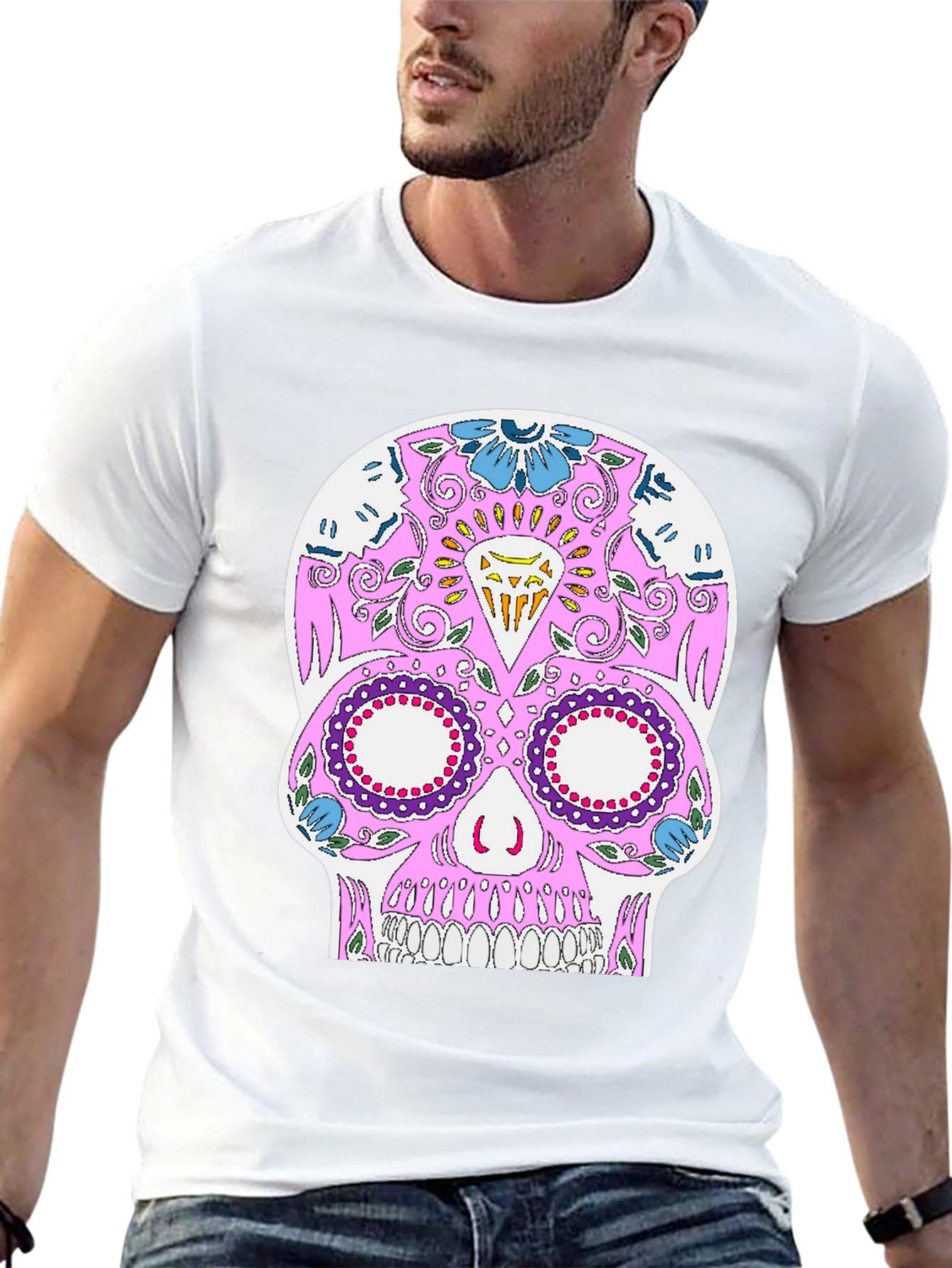 Sugar Skull Graphic Tee - Black