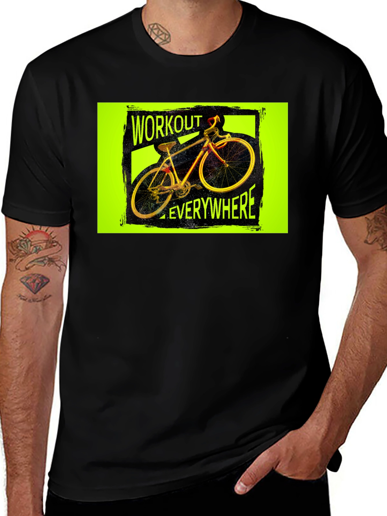 Workout Everywhere Bicycle Graphic Tee - Black
