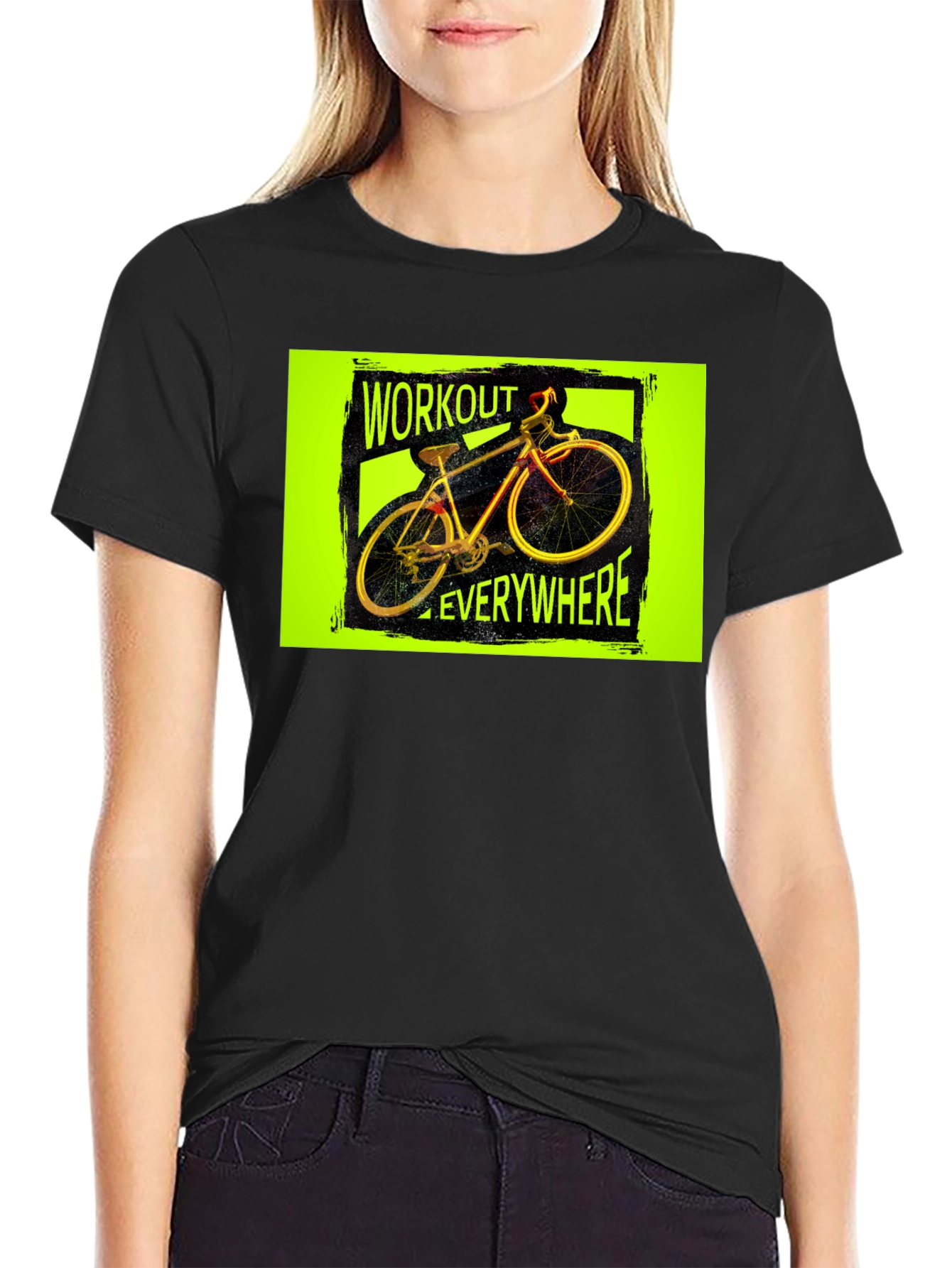 Workout Everywhere Bicycle Graphic Tee - Black