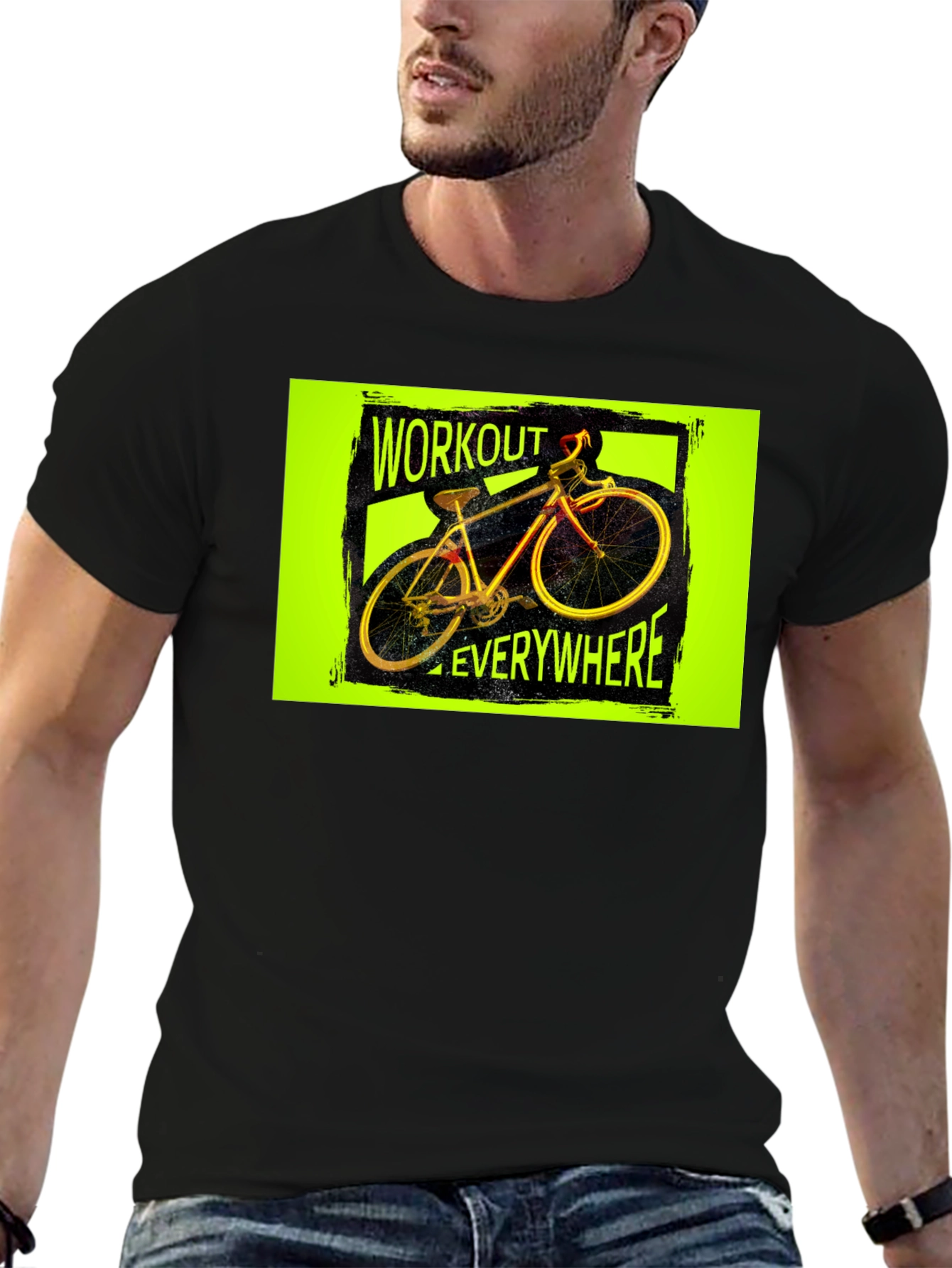 Workout Everywhere Bicycle Graphic Tee - Black