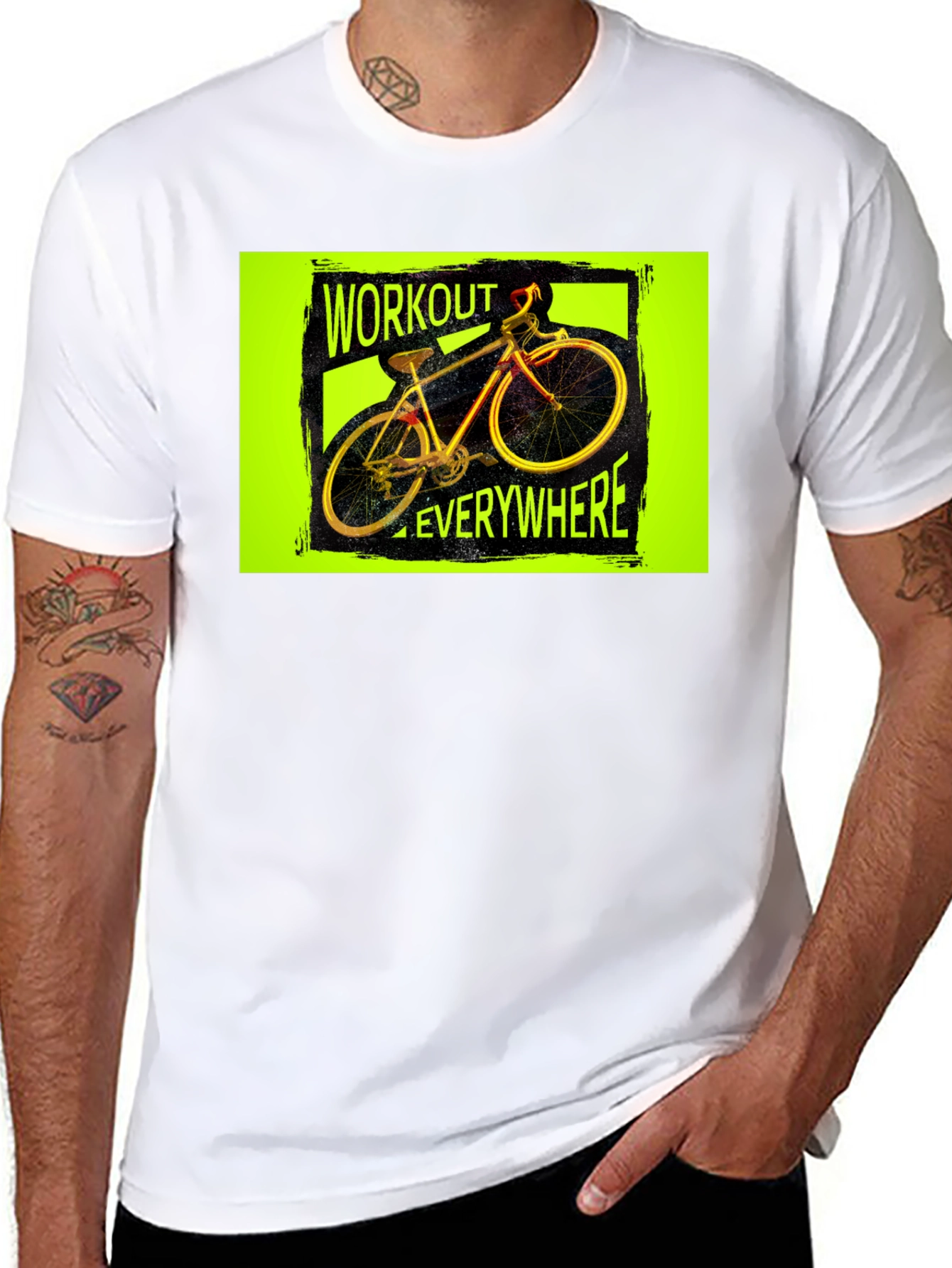 Workout Everywhere Bicycle Graphic Tee - Black