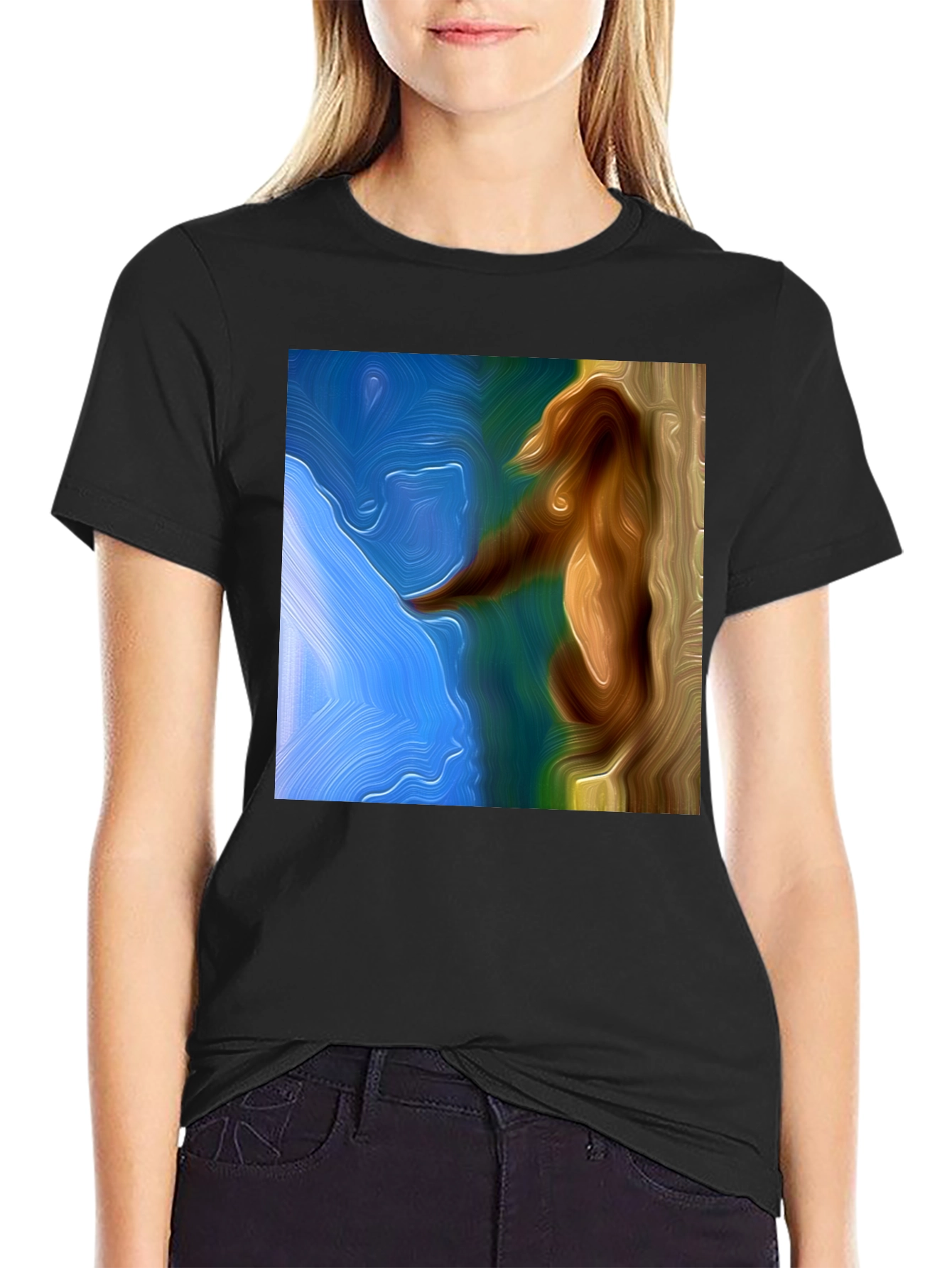 Abstract Seahorse Art Black T-Shirt