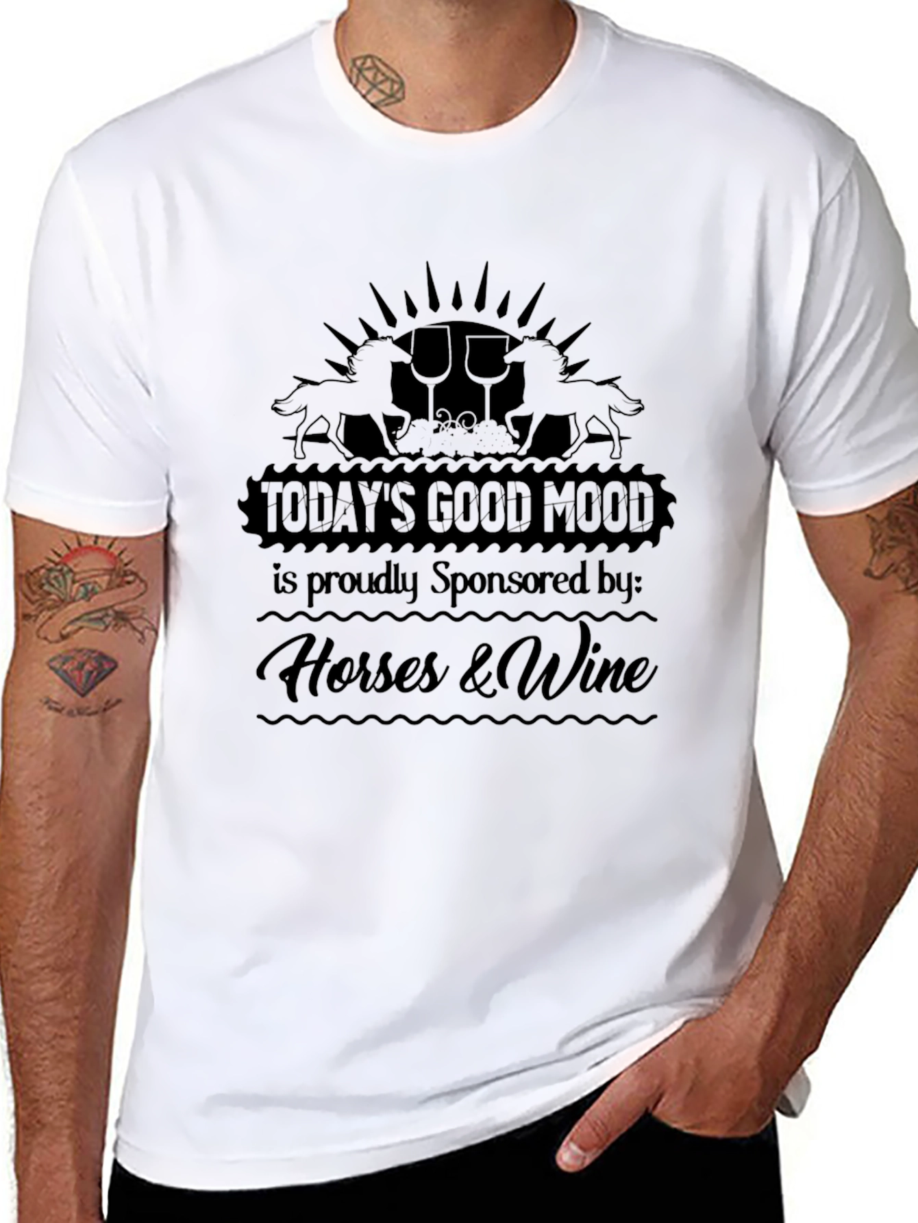 Horses & Wine Funny Graphic T-Shirt