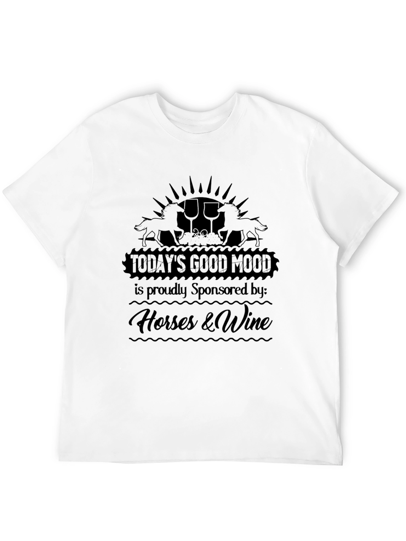 Horses & Wine Funny Graphic T-Shirt
