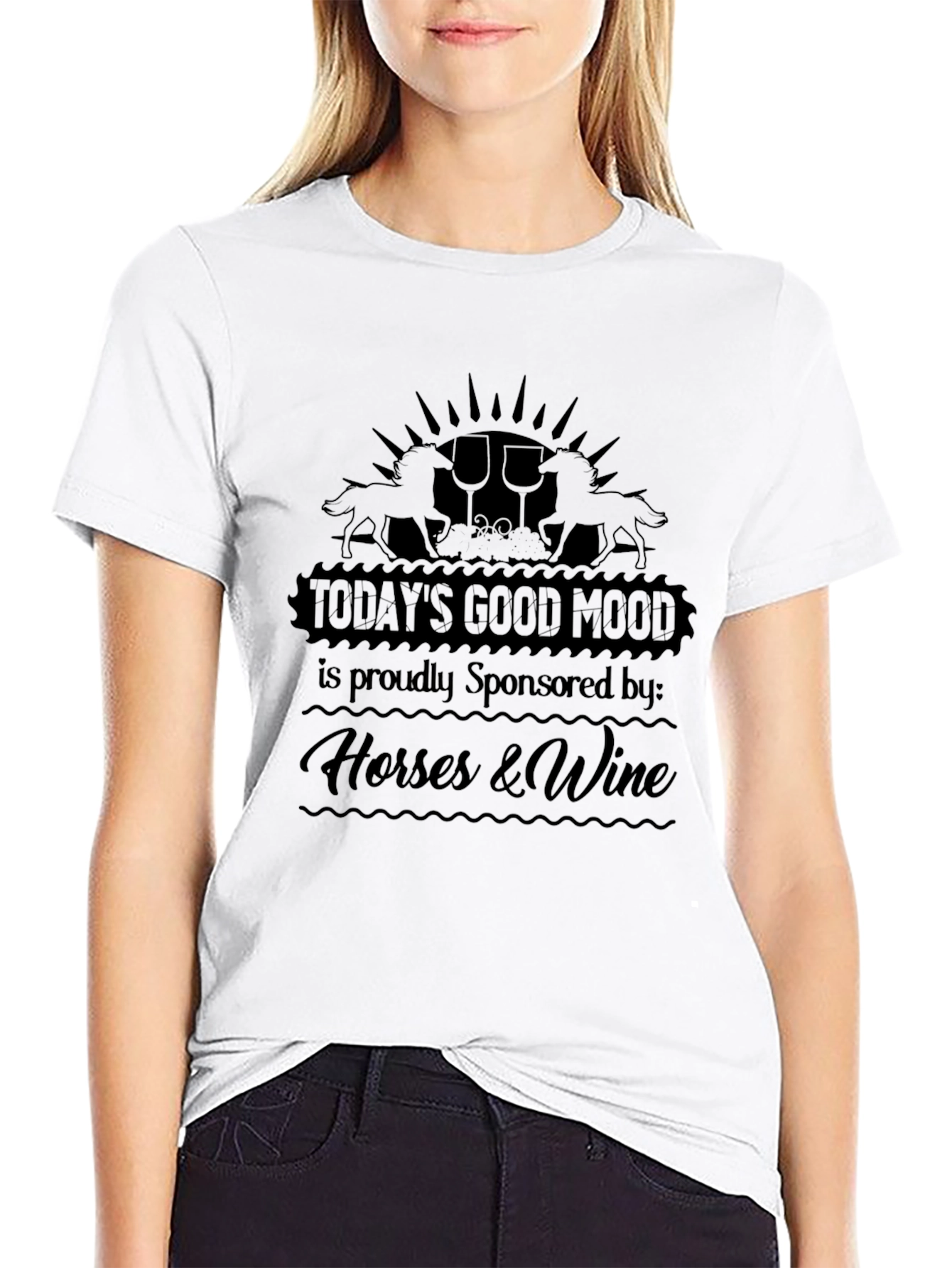 Horses & Wine Funny Graphic T-Shirt