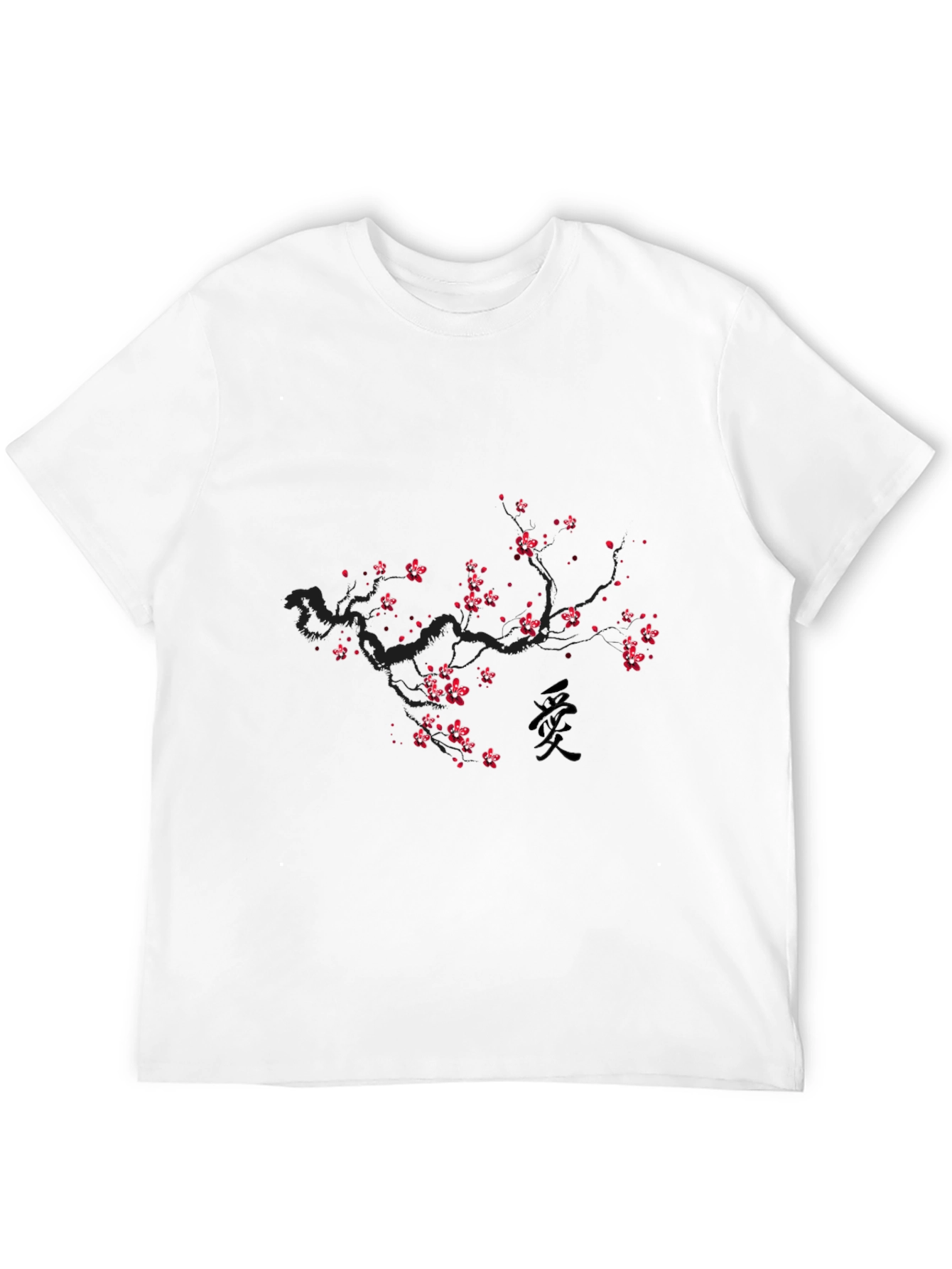 Cherry Blossom Print Black T-Shirt - Modern Casual Wear