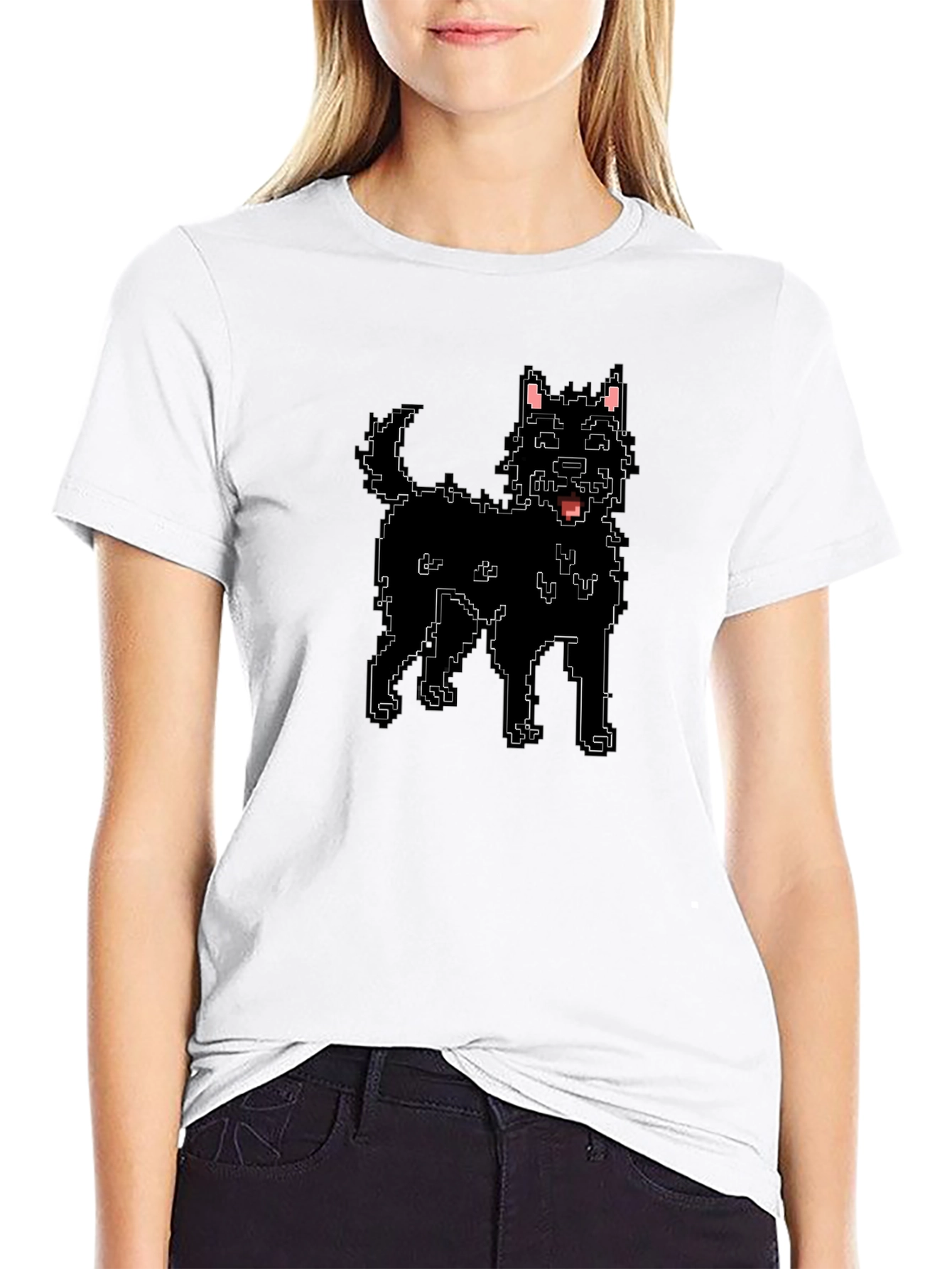 Pixel Dog Black T-Shirt - Retro Style
