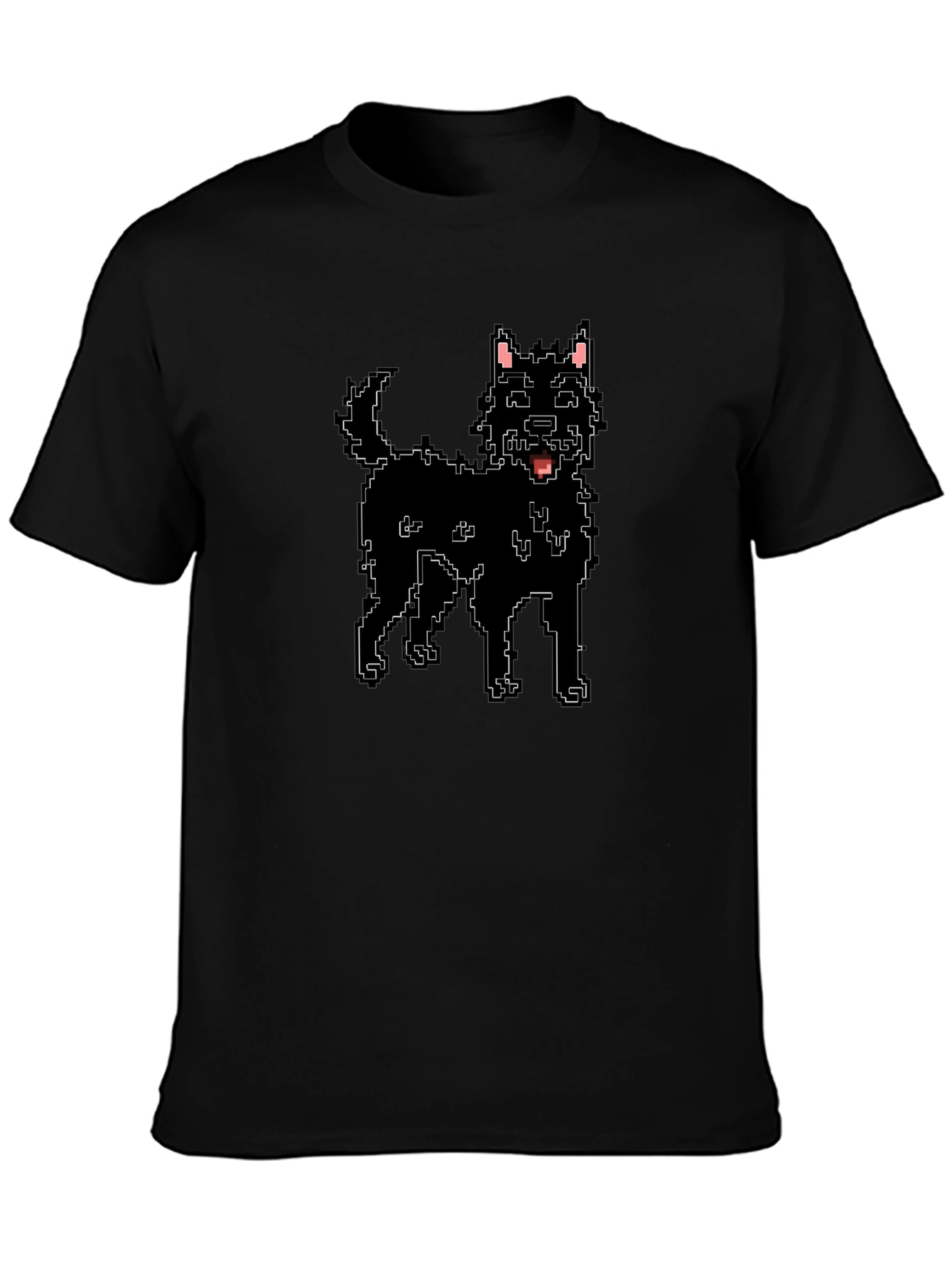 Pixel Dog Black T-Shirt - Retro Style