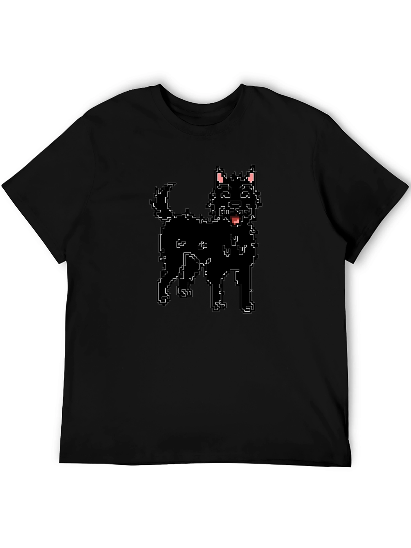 Pixel Dog Black T-Shirt - Retro Style
