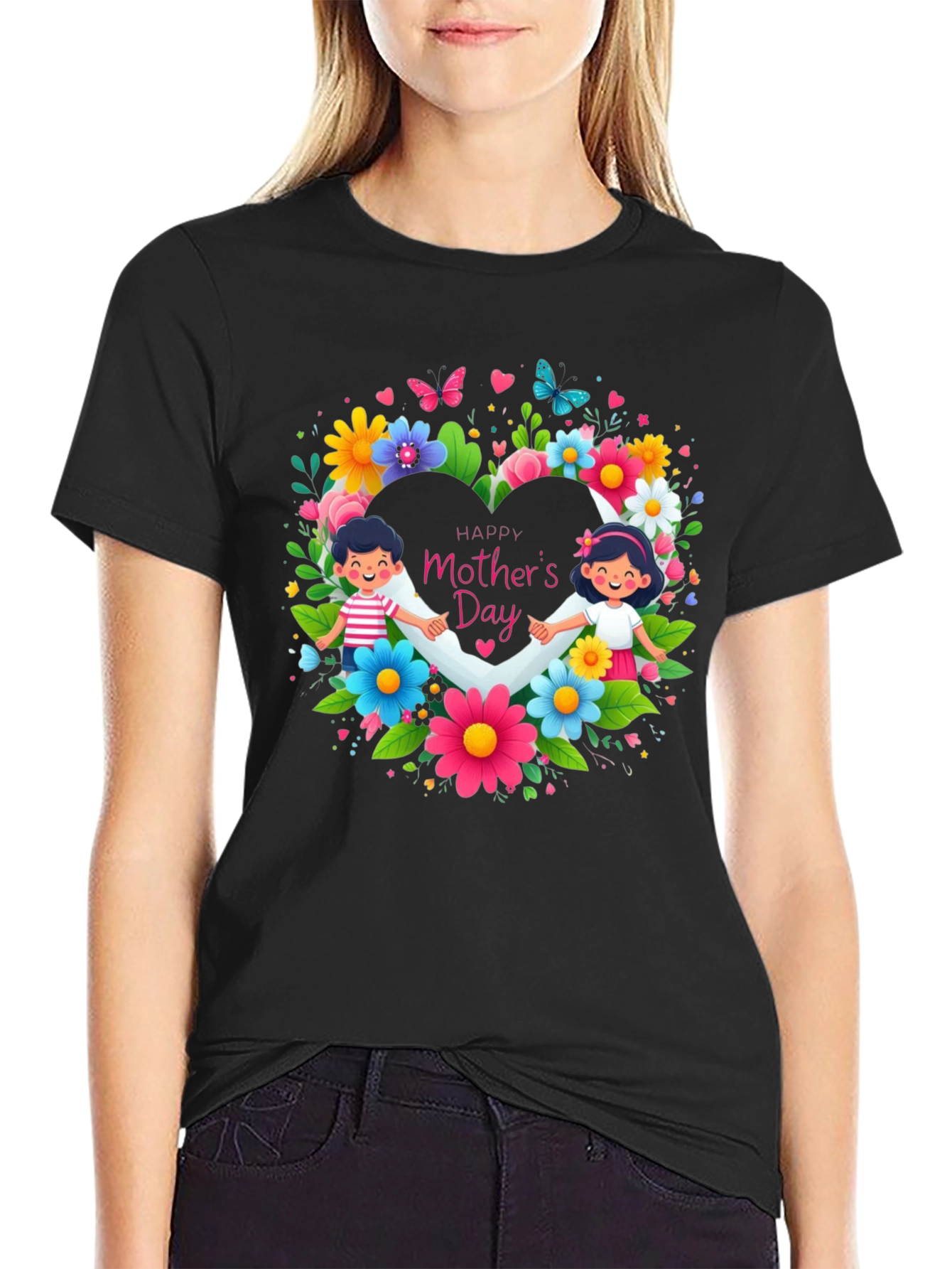 Happy Mothers Day Floral Heart T-Shirt