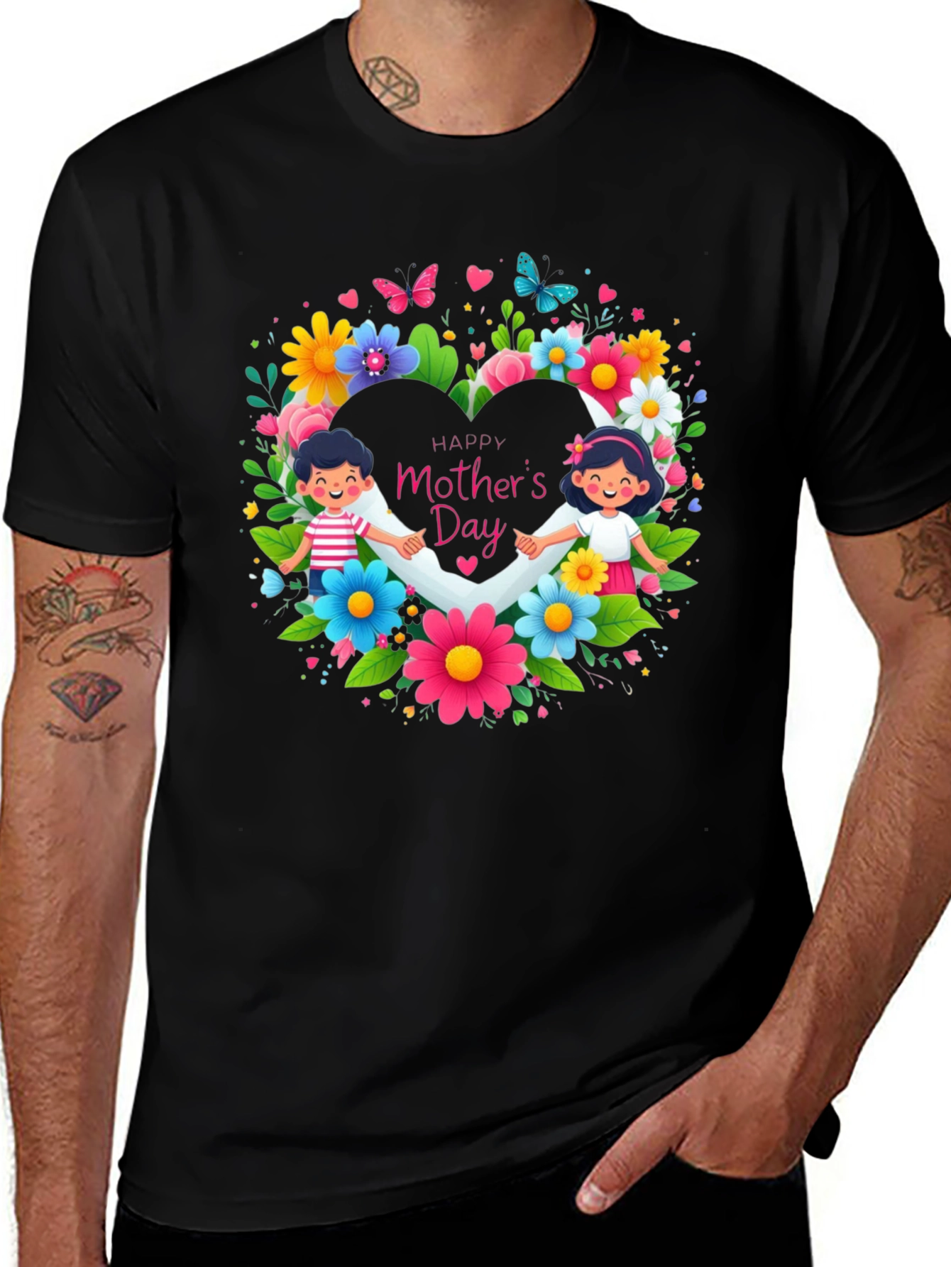 Happy Mothers Day Floral Heart T-Shirt