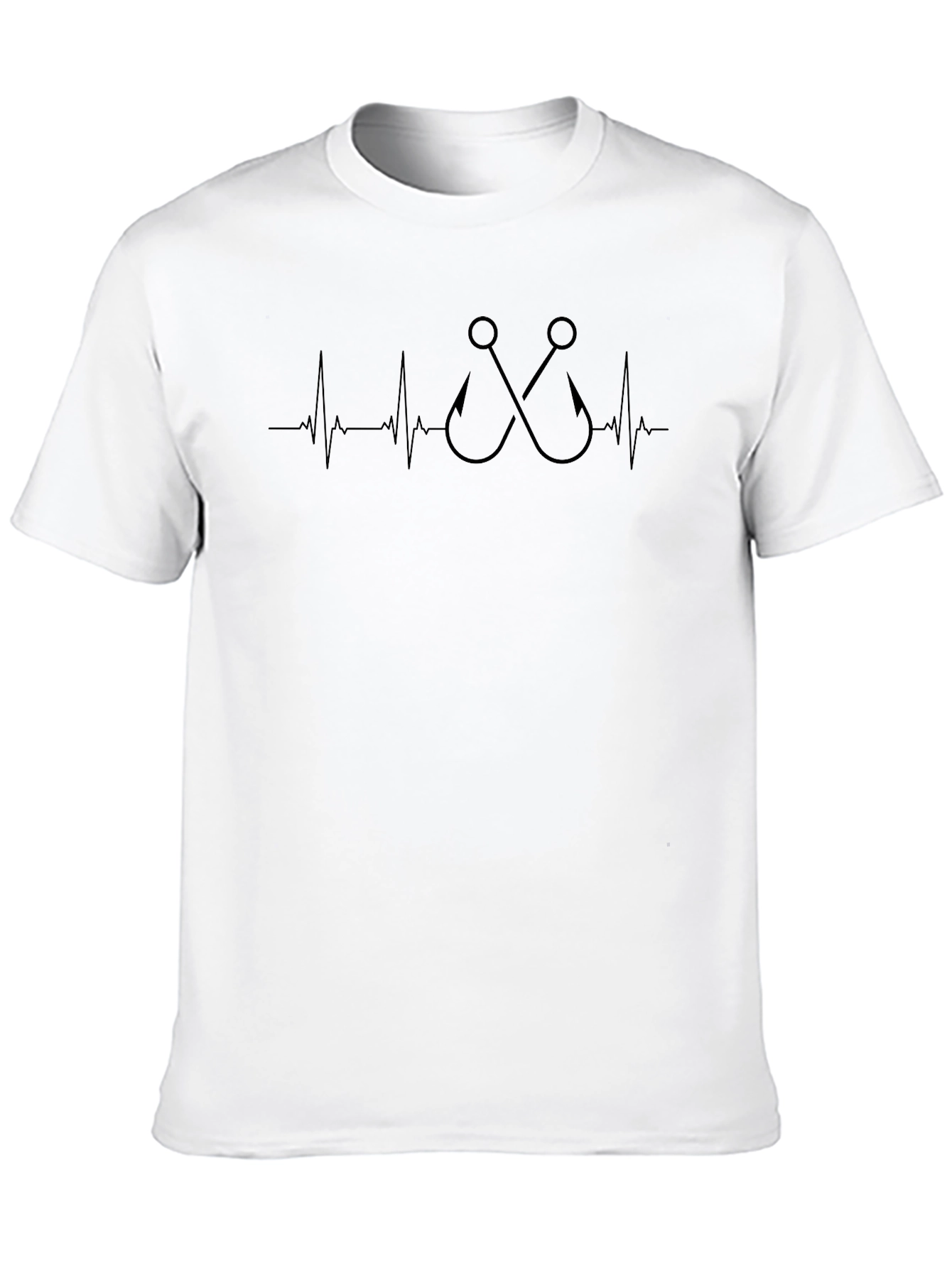 Fishing Hook Heartbeat Graphic T-Shirt