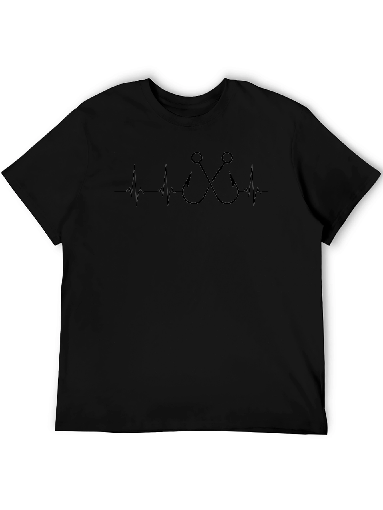 Fishing Hook Heartbeat Graphic T-Shirt