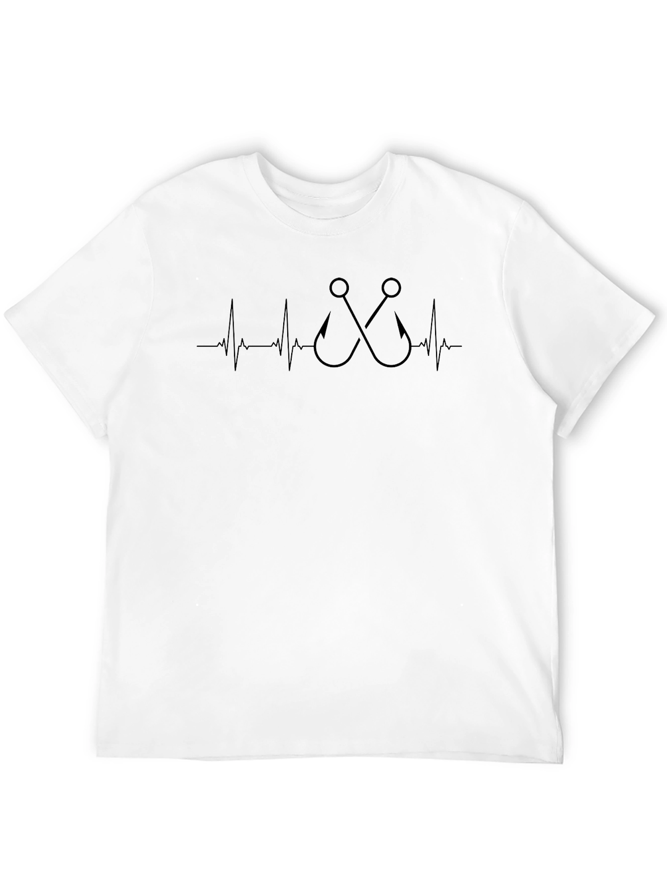 Fishing Hook Heartbeat Graphic T-Shirt