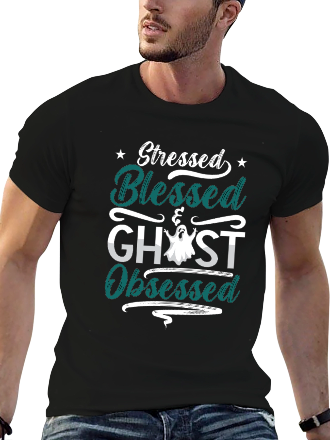 Stressed Blessed Ghost Obsessed Graphic Tee