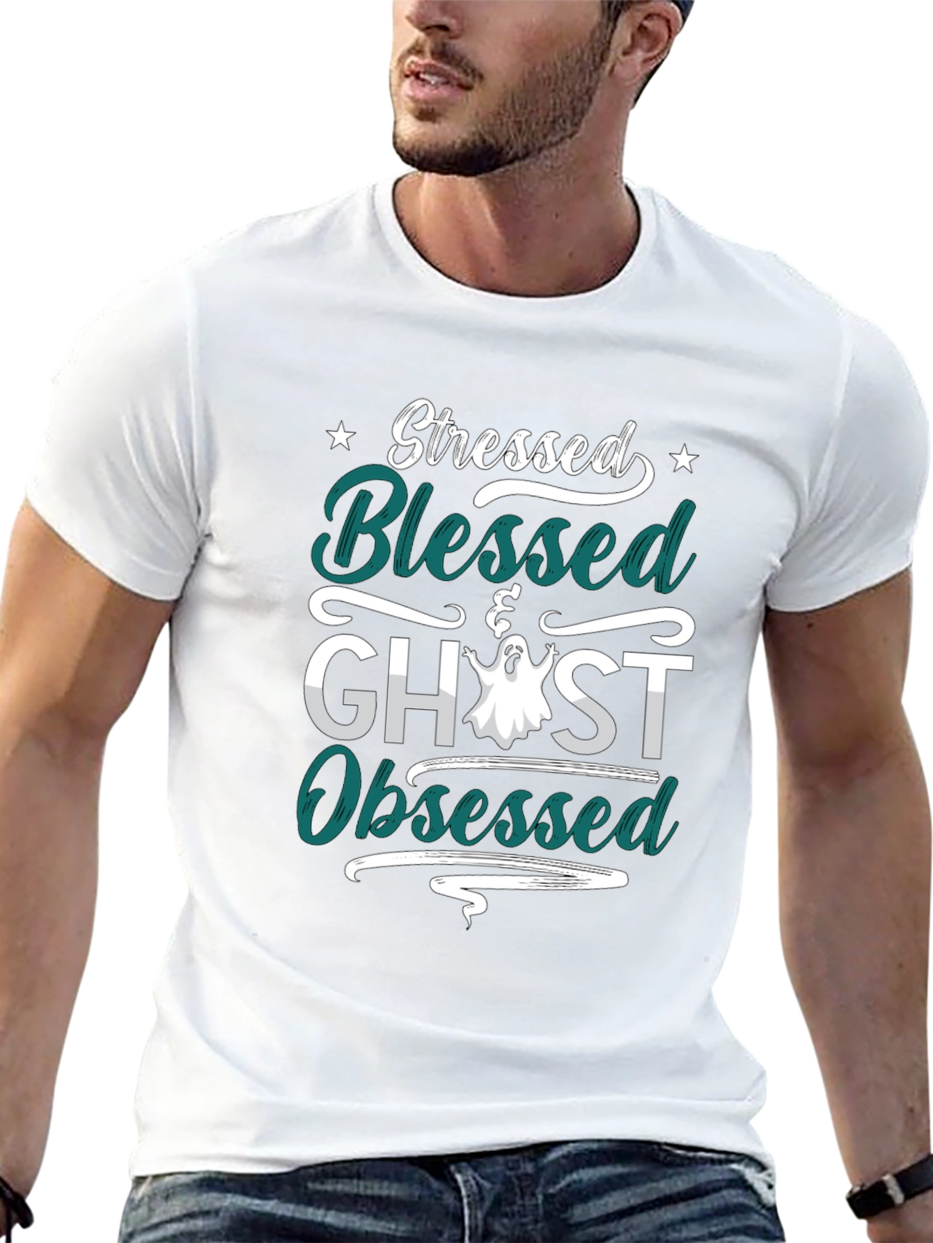 Stressed Blessed Ghost Obsessed Graphic Tee