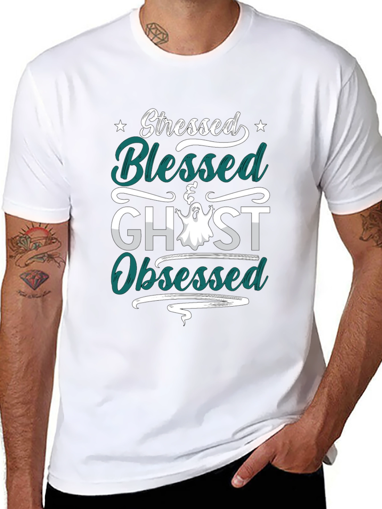 Stressed Blessed Ghost Obsessed Graphic Tee