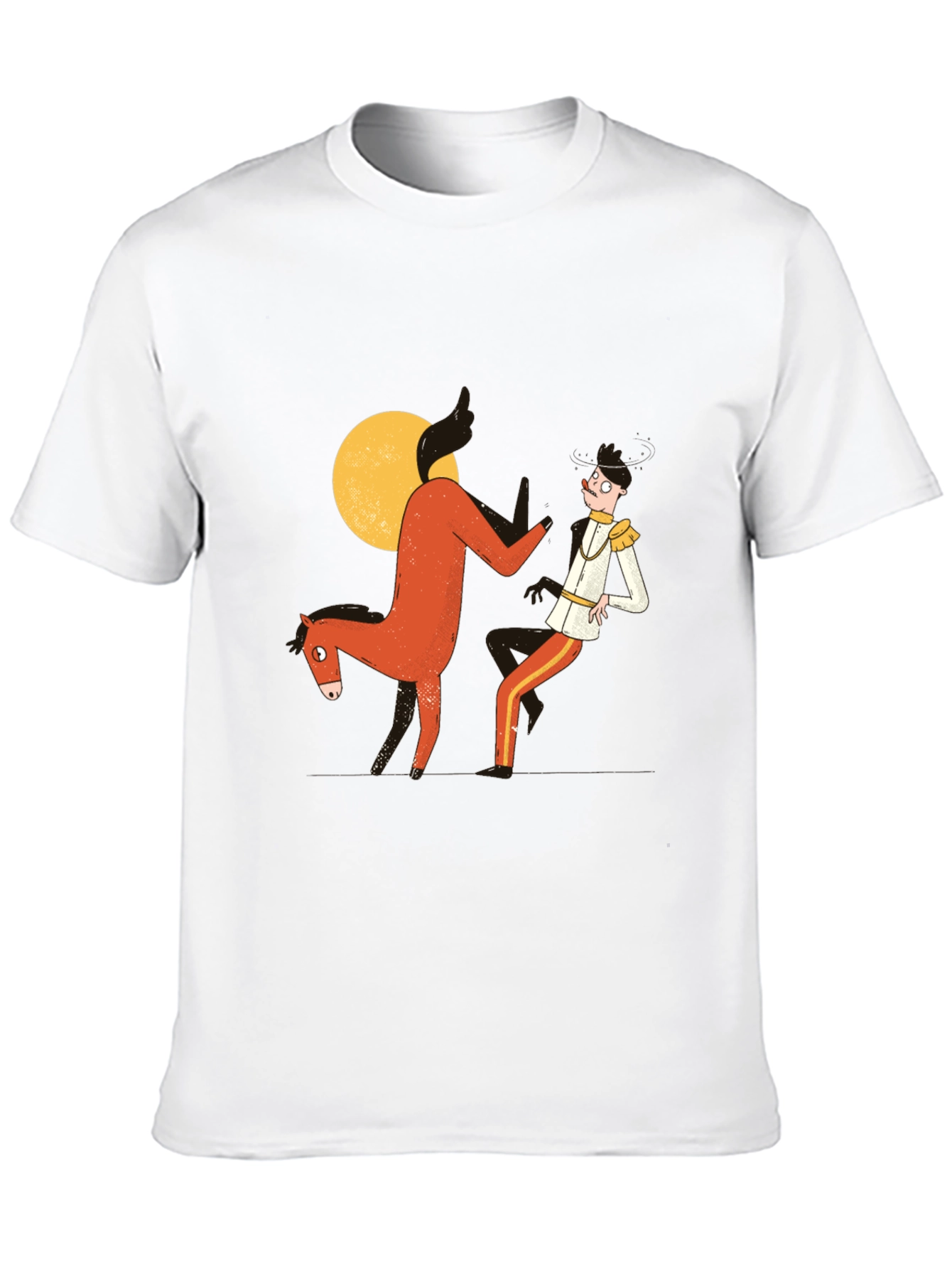 Humorous Horse & Rider Graphic T-Shirt