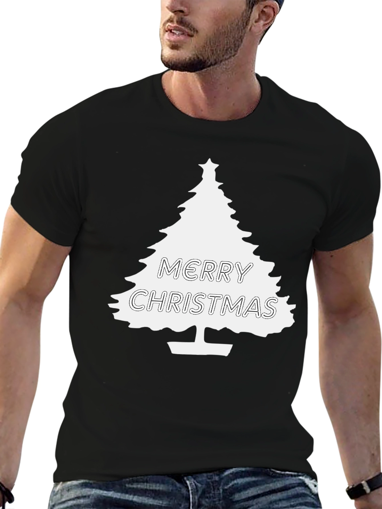 Merry Christmas Tree Graphic T-Shirt