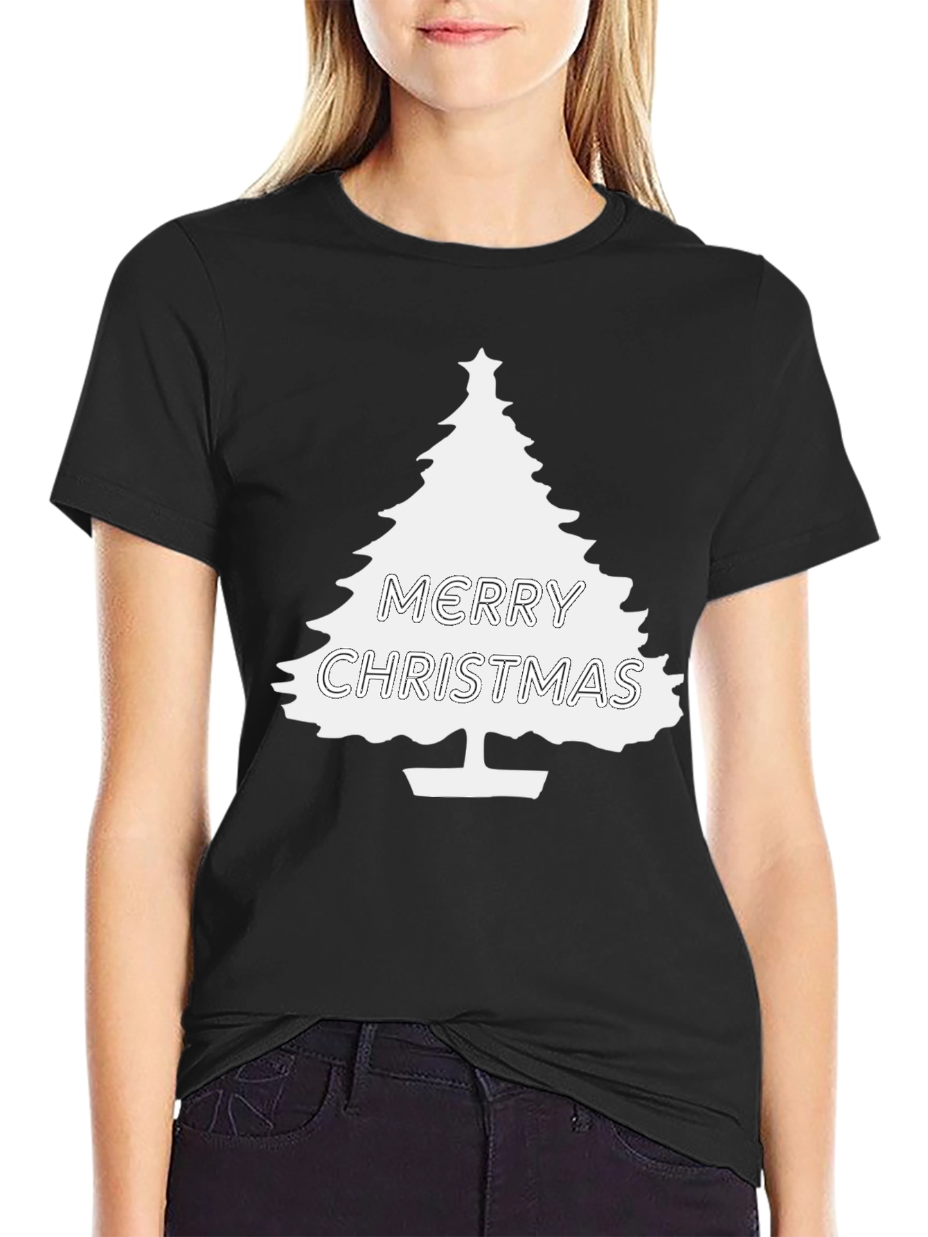 Merry Christmas Tree Graphic T-Shirt
