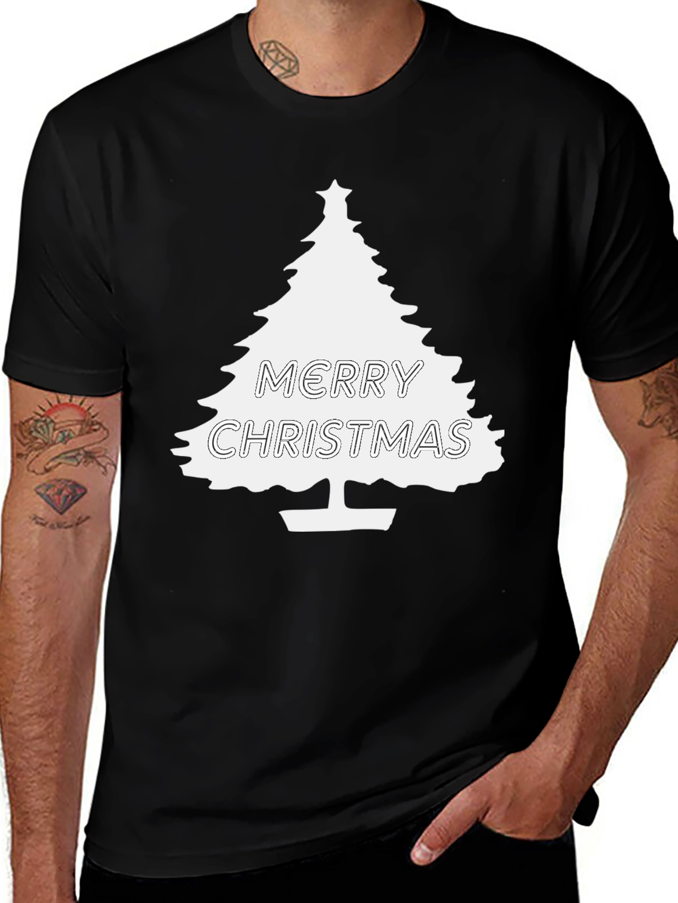 Merry Christmas Tree Graphic T-Shirt