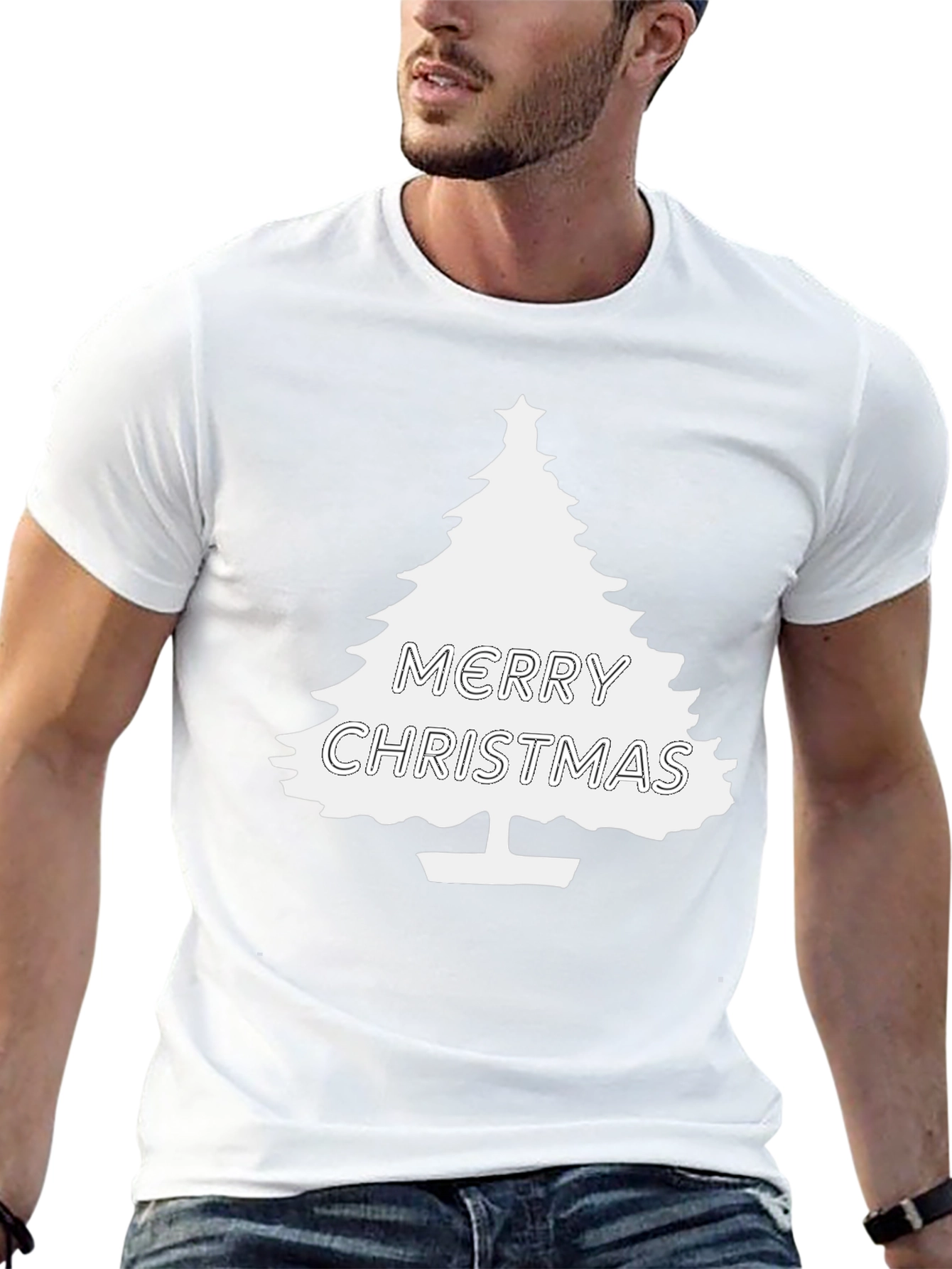 Merry Christmas Tree Graphic T-Shirt