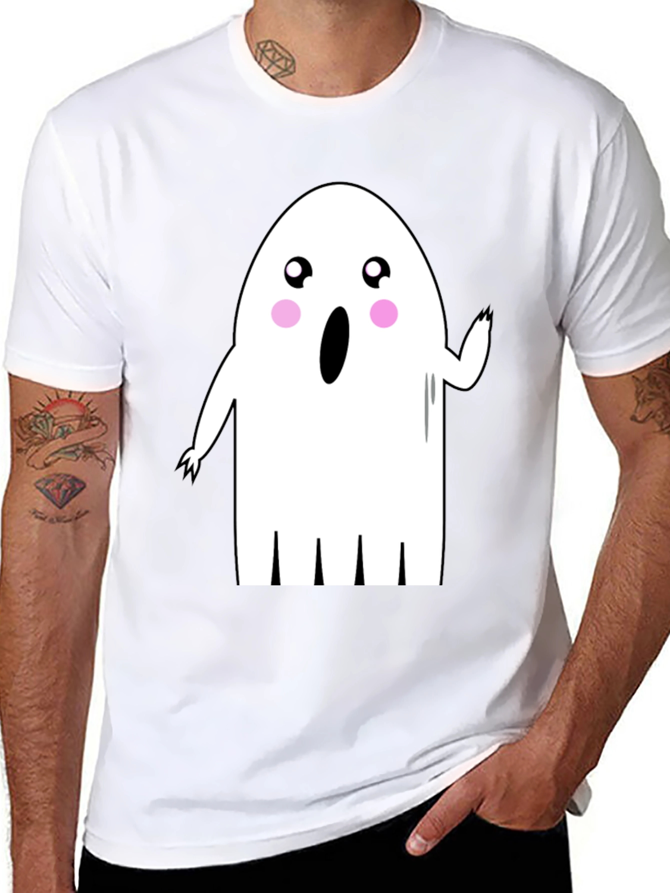Cute Ghost Graphic Tee - Halloween Shirt