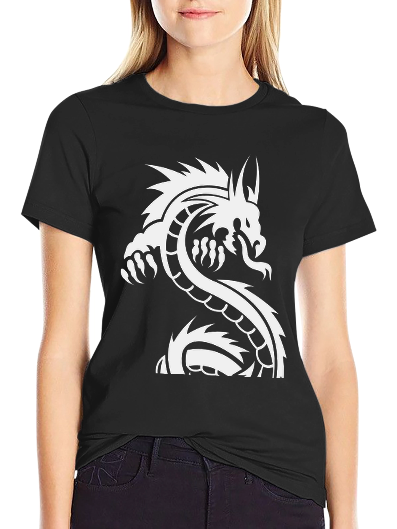 Dragon Graphic Tee - Black Cotton T-Shirt