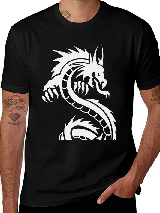 Dragon Graphic Tee - Black Cotton T-Shirt