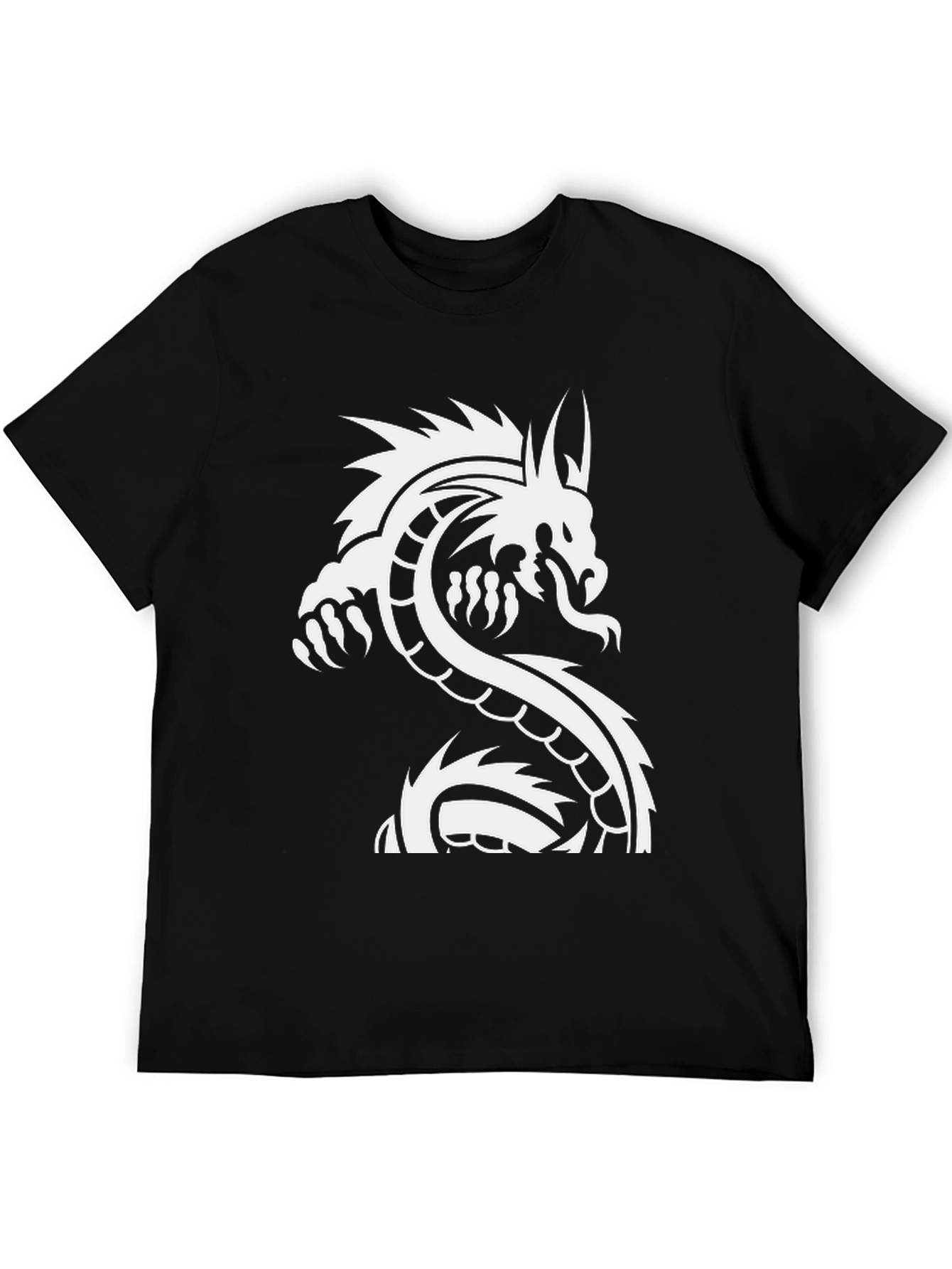 Dragon Graphic Tee - Black Cotton T-Shirt