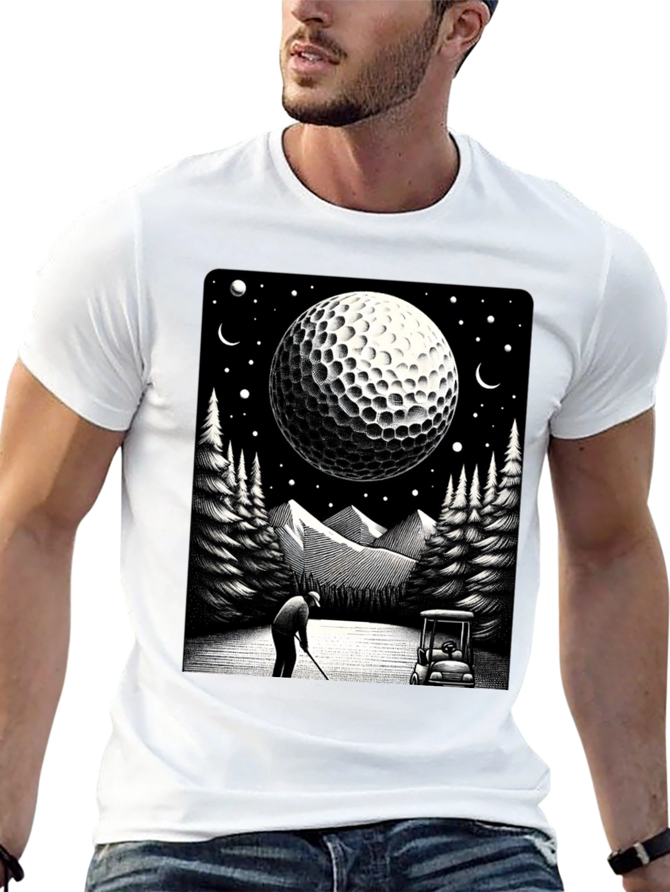 Golf Moon T-Shirt - Unique Graphic Tee