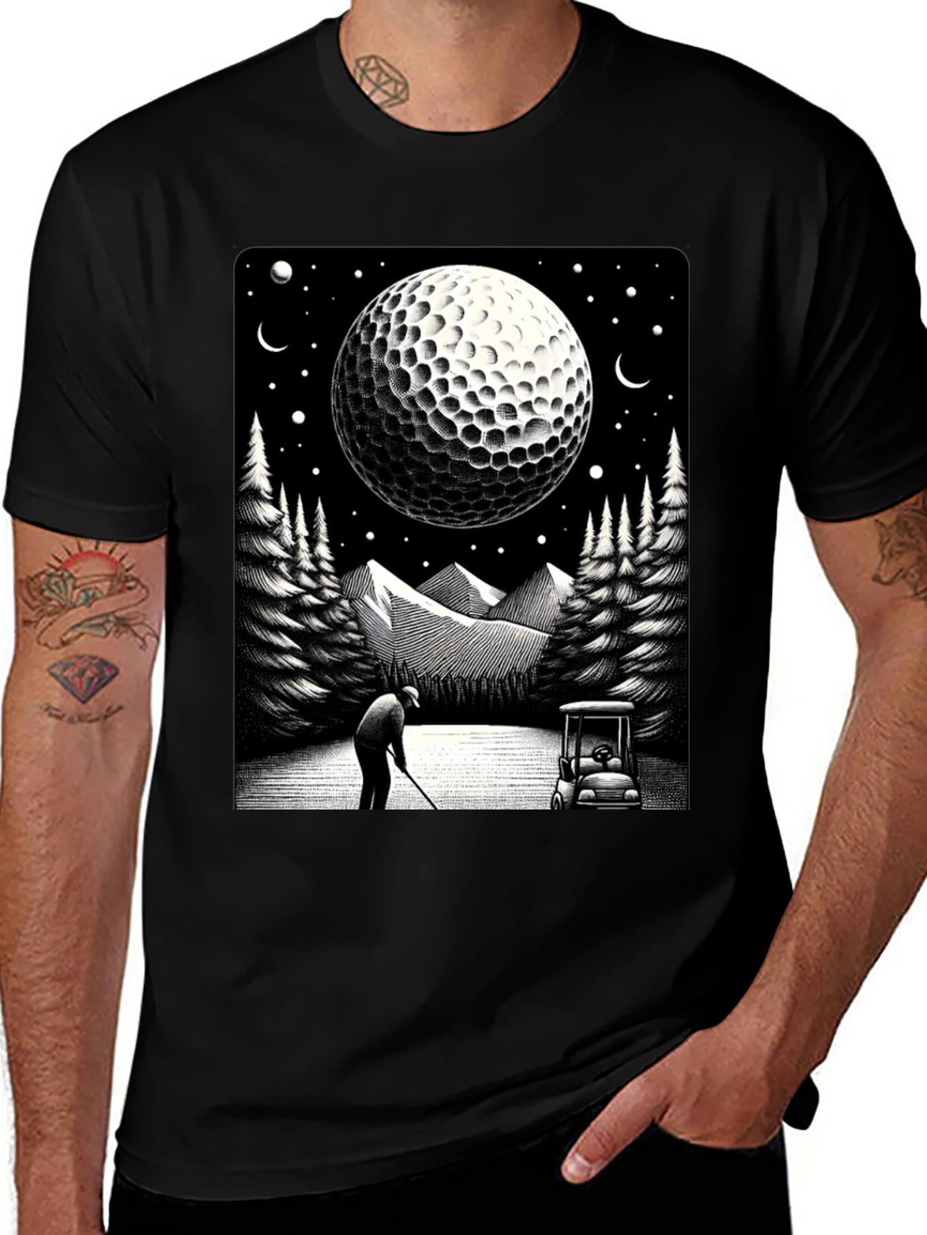 Golf Moon T-Shirt - Unique Graphic Tee