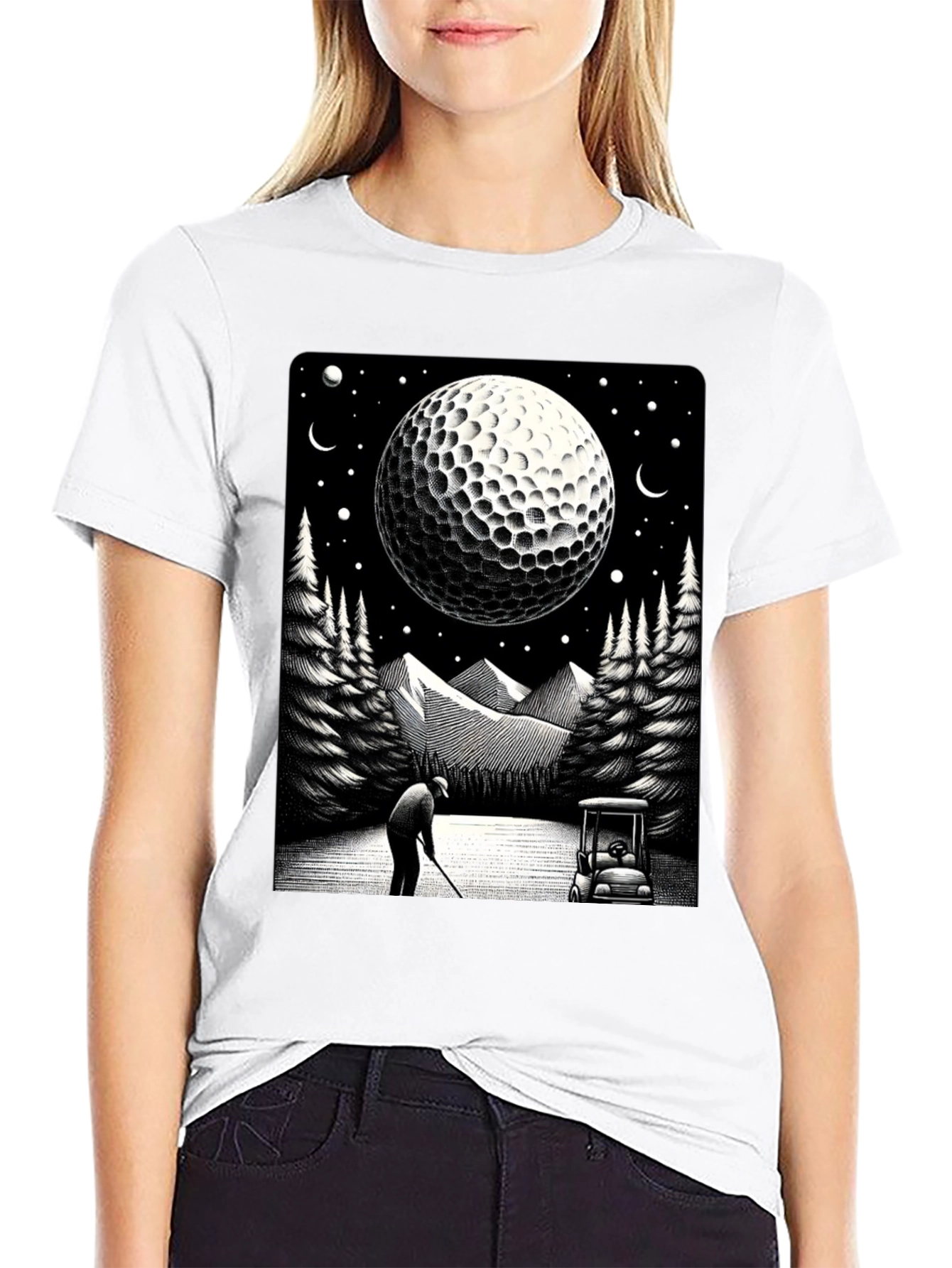 Golf Moon T-Shirt - Unique Graphic Tee
