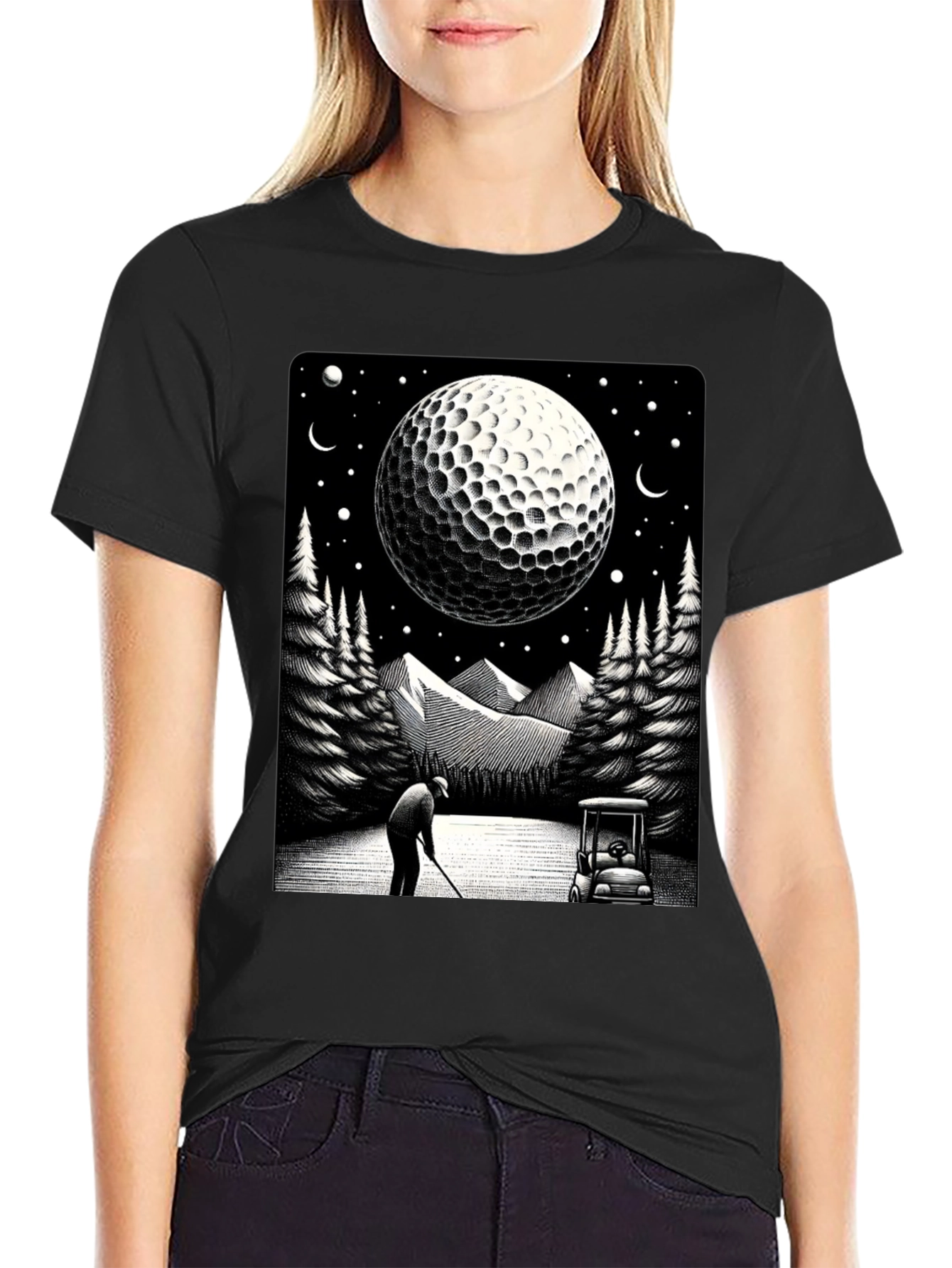 Golf Moon T-Shirt - Unique Graphic Tee