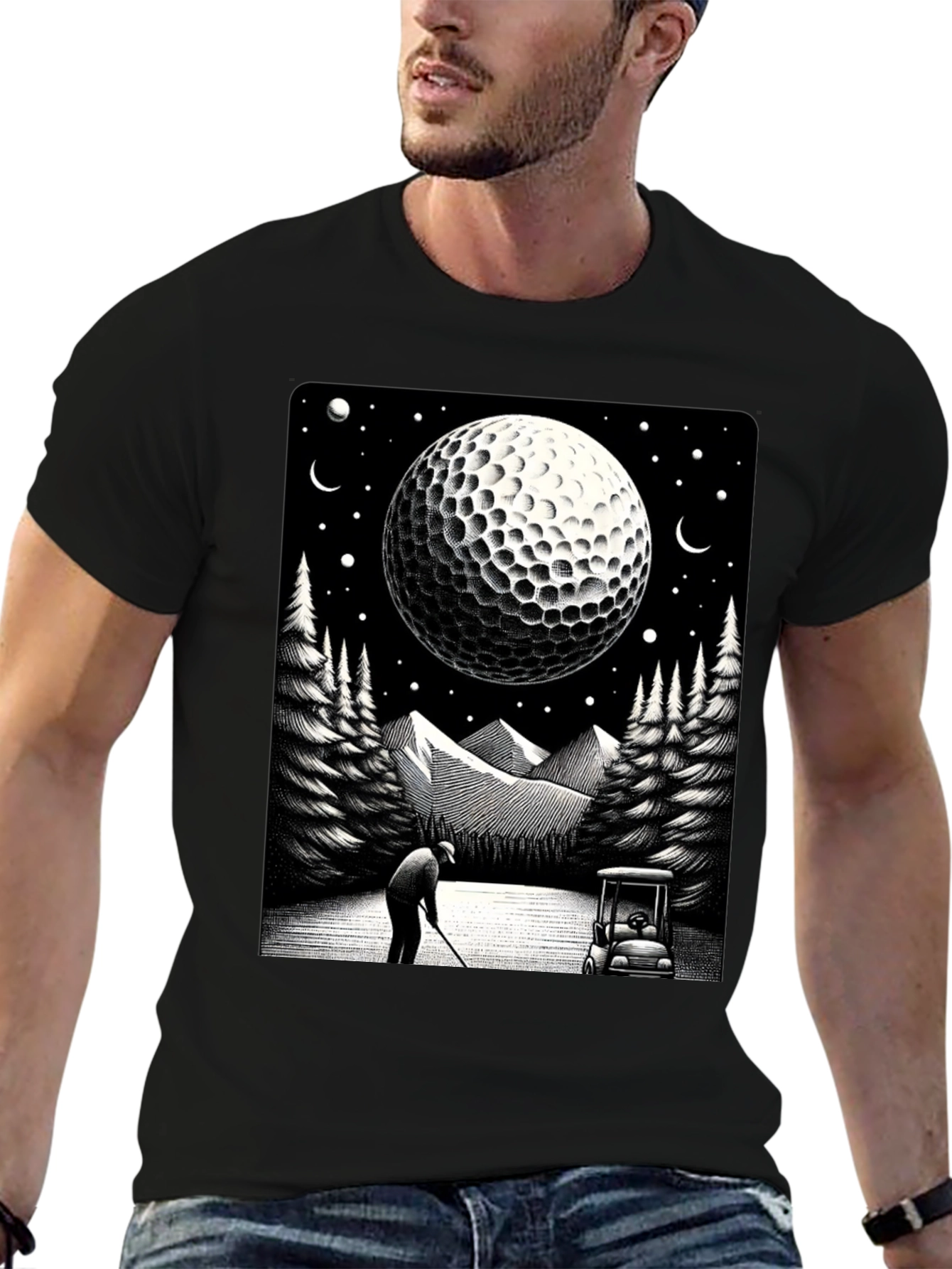 Golf Moon T-Shirt - Unique Graphic Tee