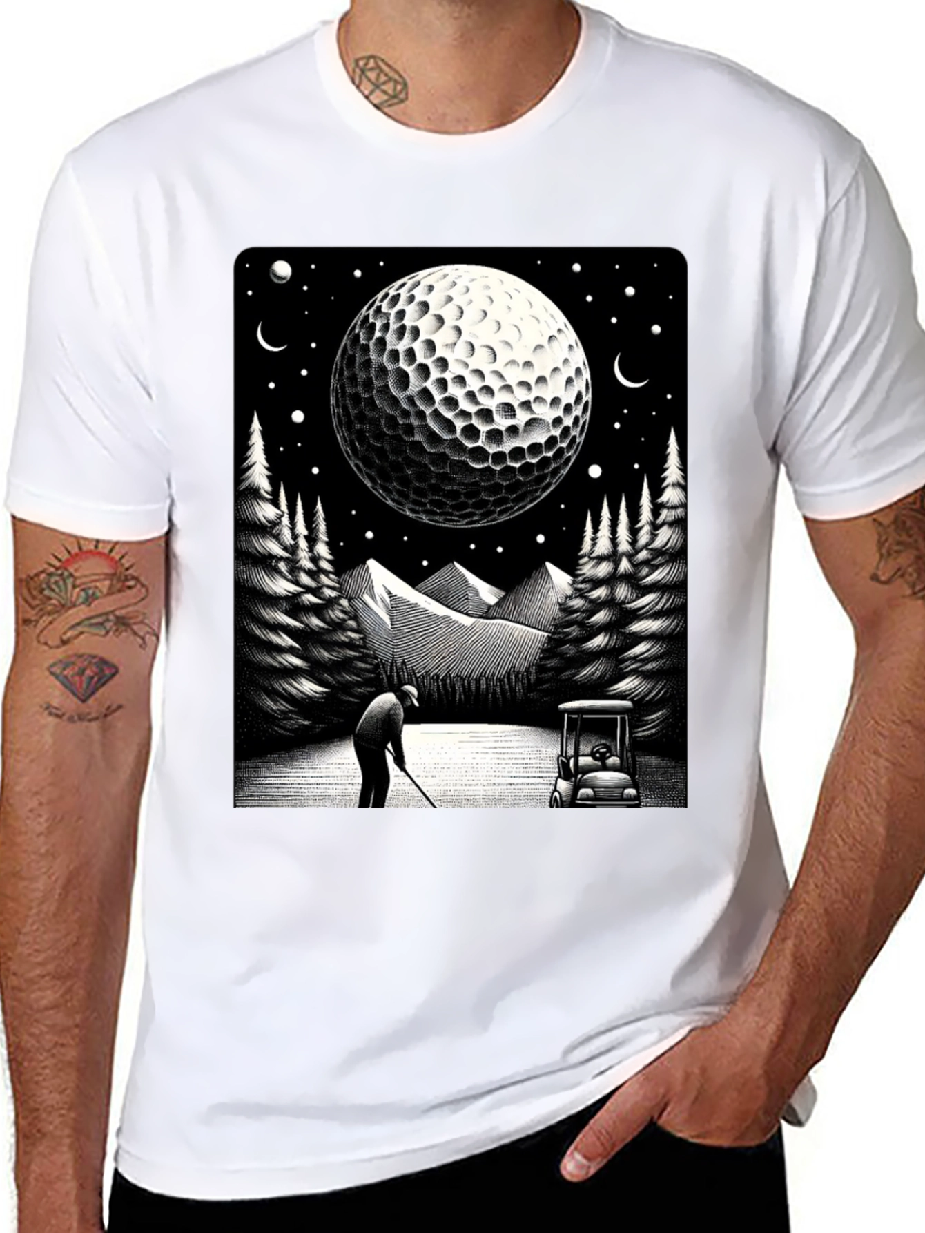 Golf Moon T-Shirt - Unique Graphic Tee