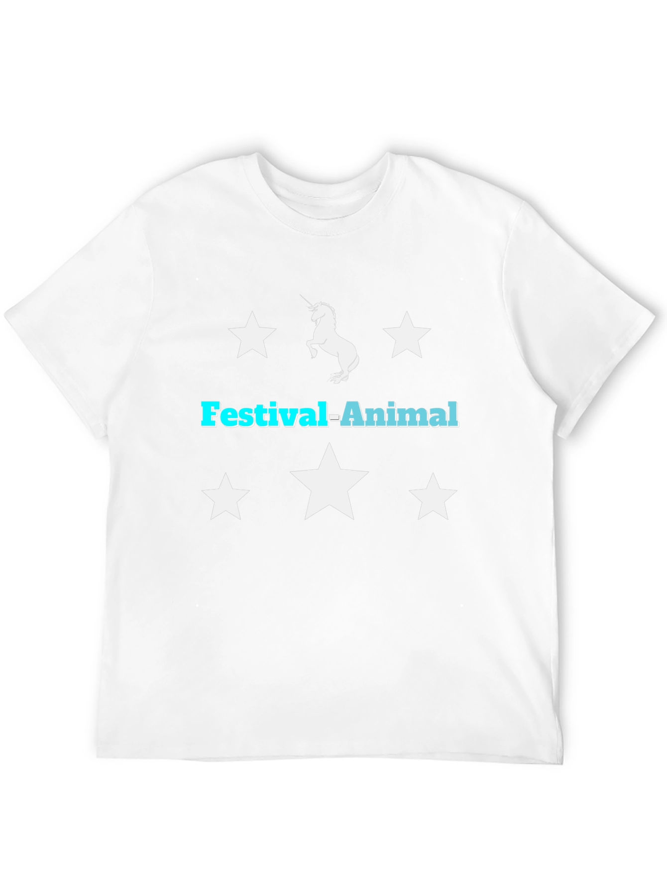 Festival-Animal Unicorn Star Graphic Black T-Shirt