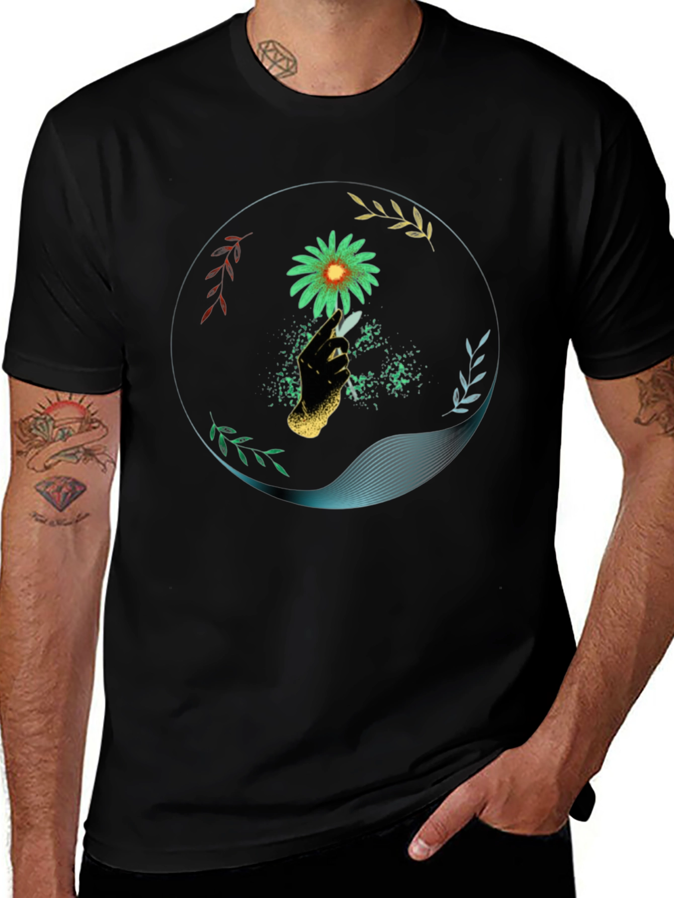 Floral Hand Graphic T-Shirt - Modern Design