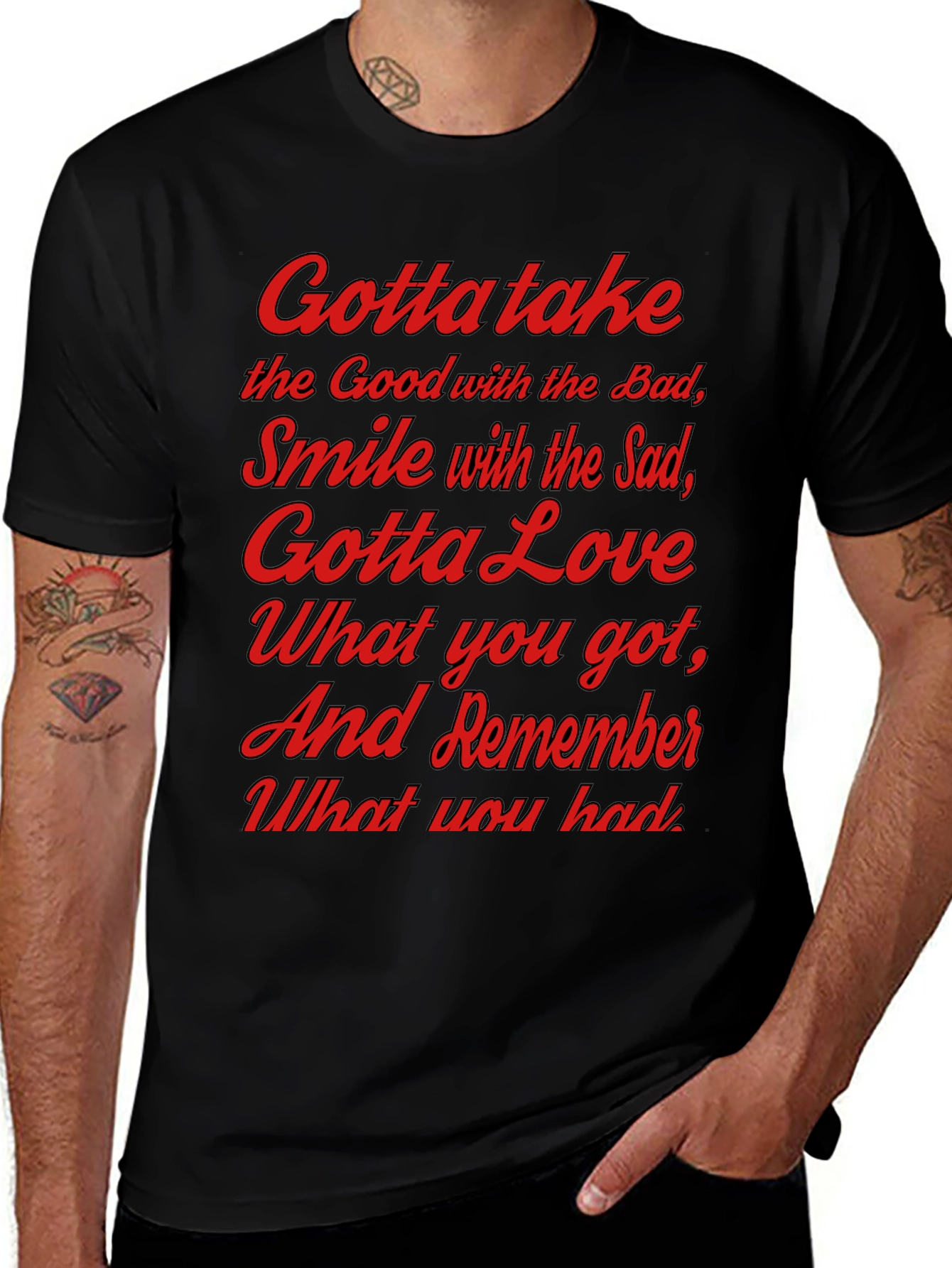 Inspirational Phrase Graphic Tee - Black