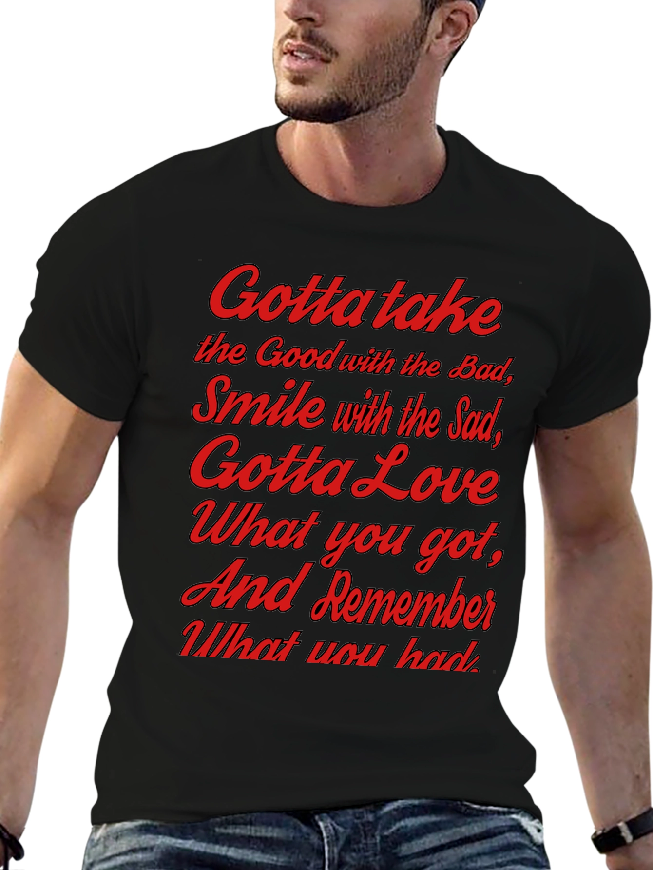 Inspirational Phrase Graphic Tee - Black